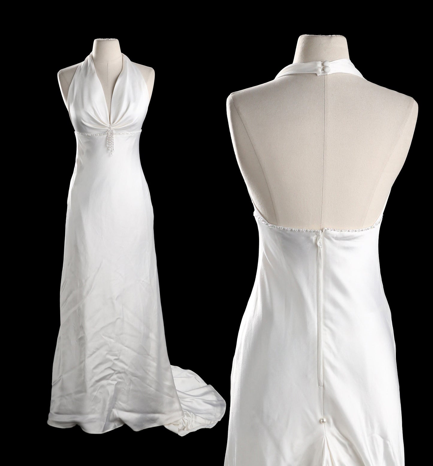 Y2K Ivory Long Halter Dress by Galina David's Bridal
