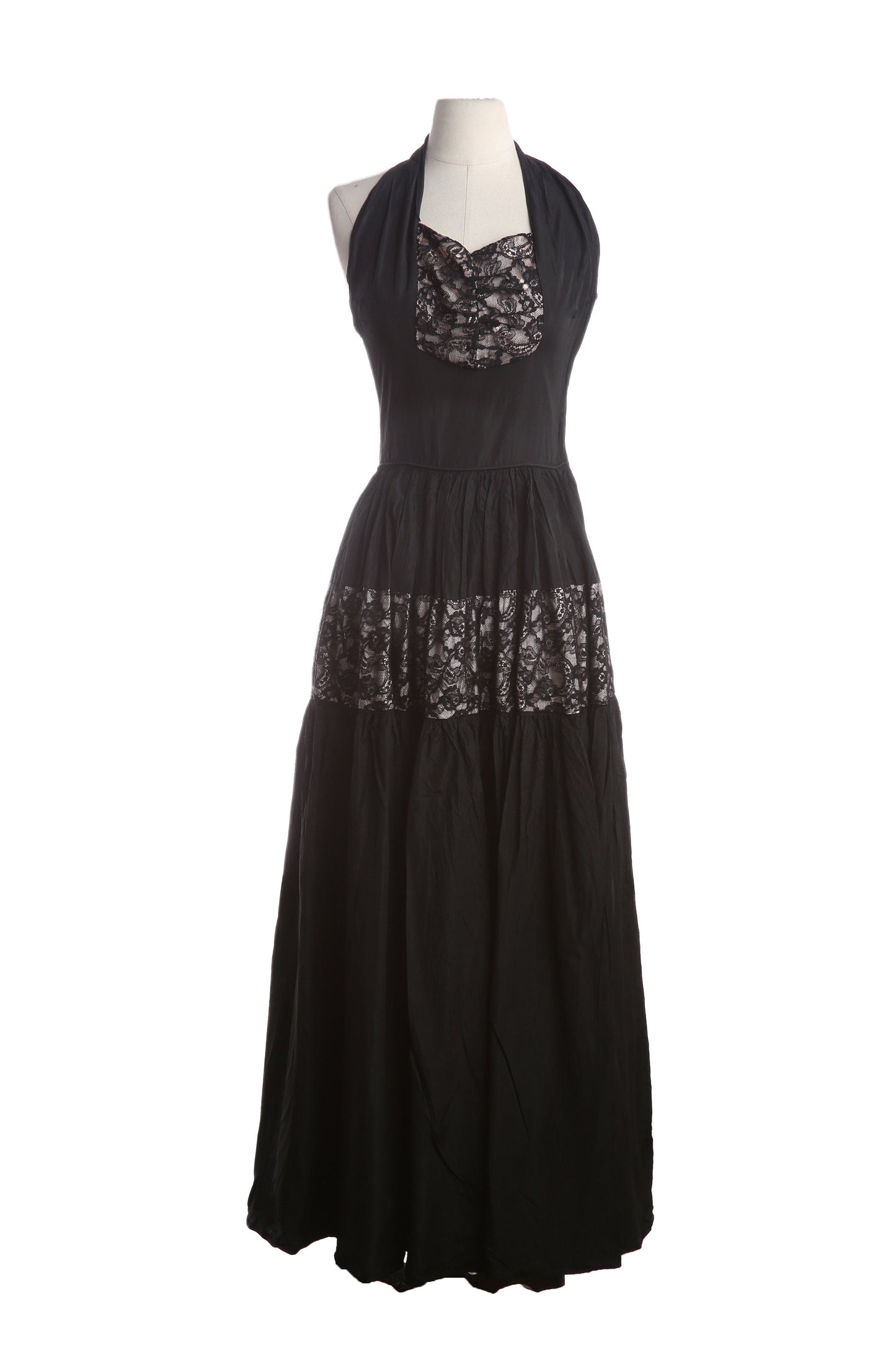 1940s Women's Black Evening Halter Dress