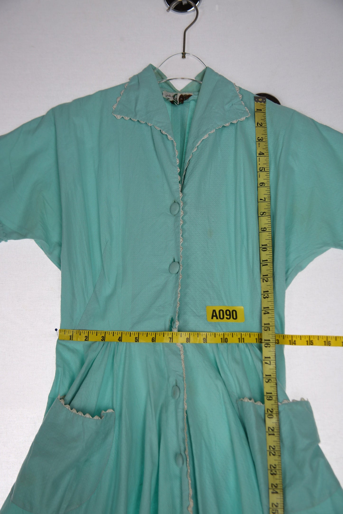 1950's Women Green Button Down Casual Dress