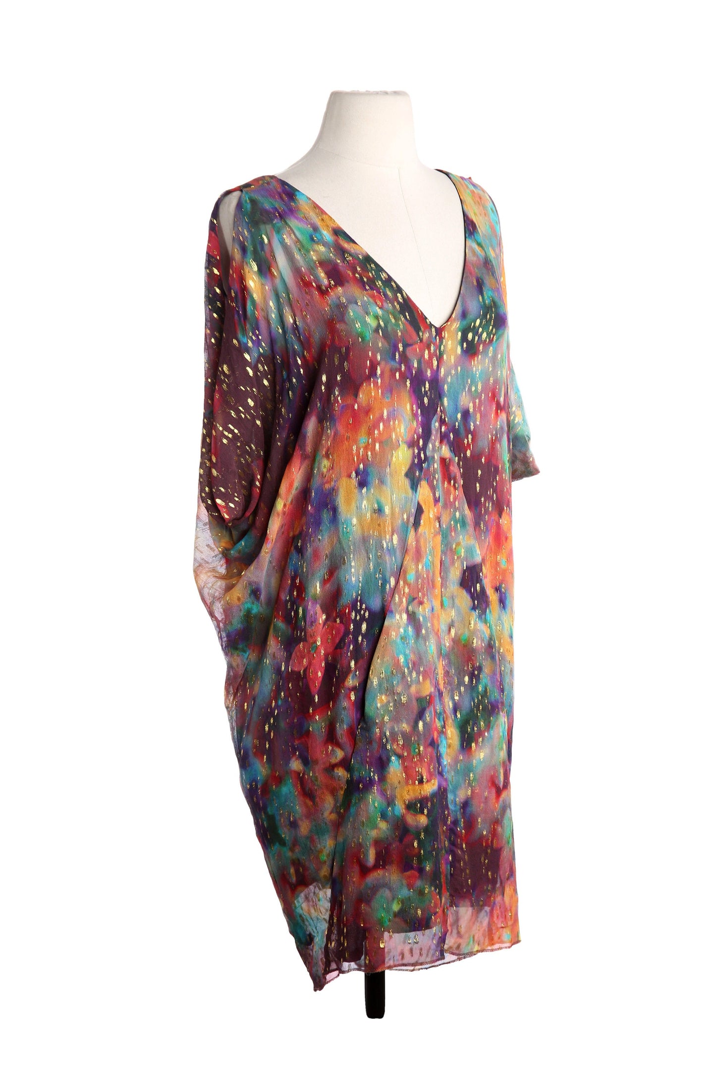 Y2K Multicolor V Neck Casual Dress by Nicole Miller