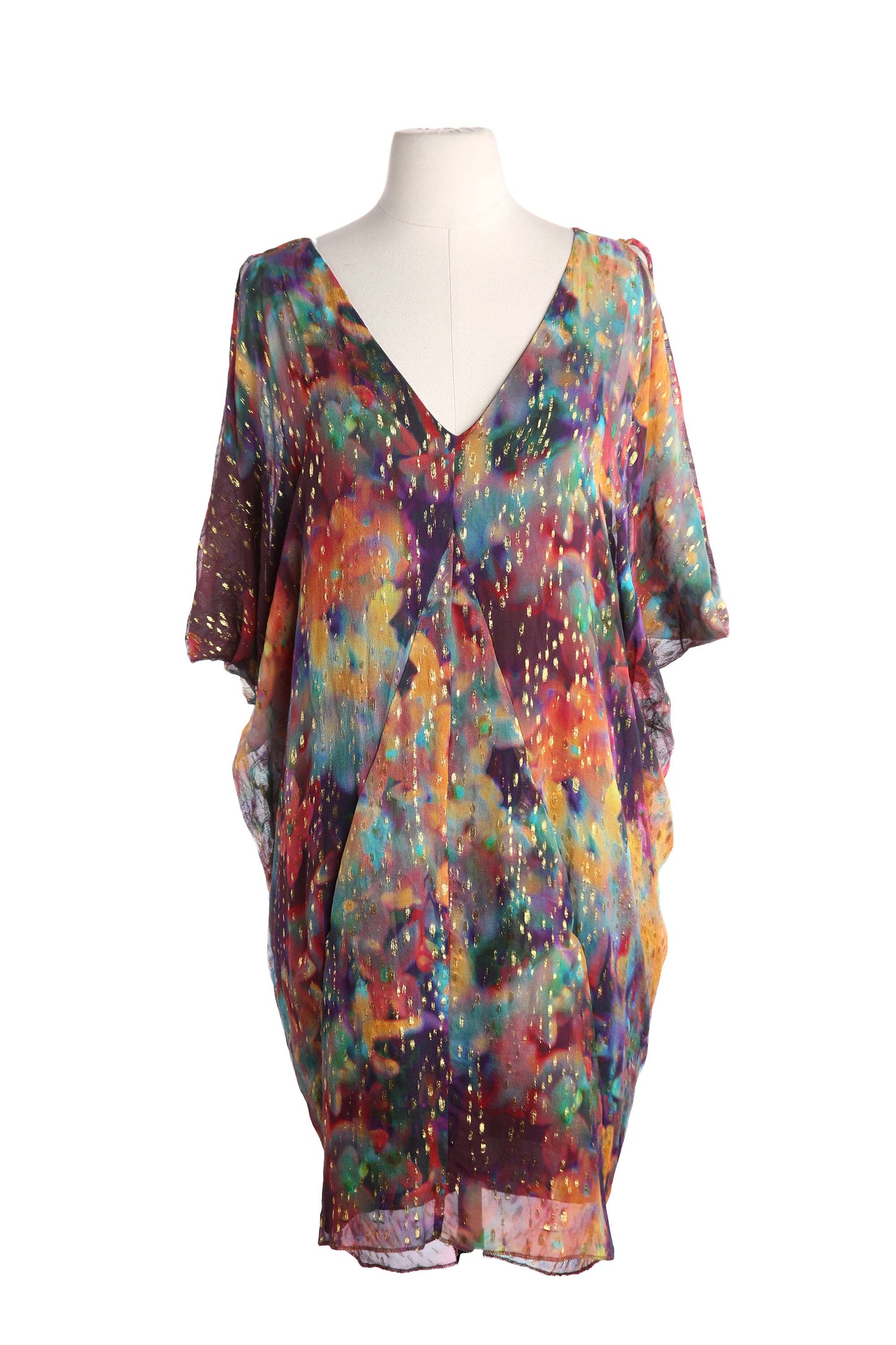 Y2K Multicolor V Neck Casual Dress by Nicole Miller