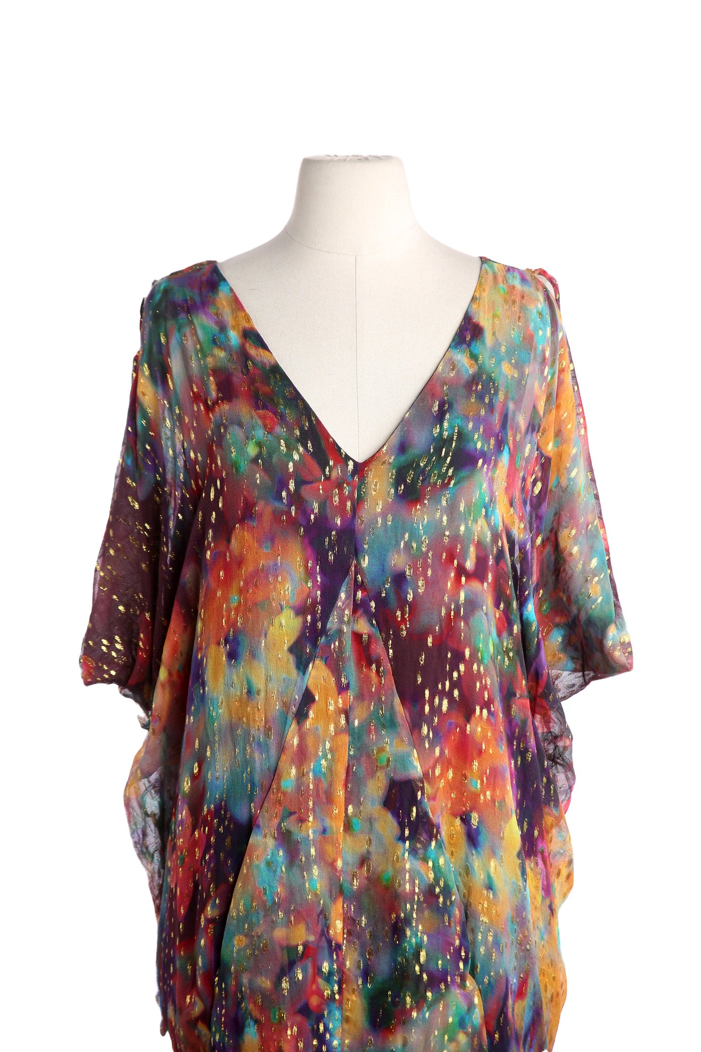 Y2K Multicolor V Neck Casual Dress by Nicole Miller