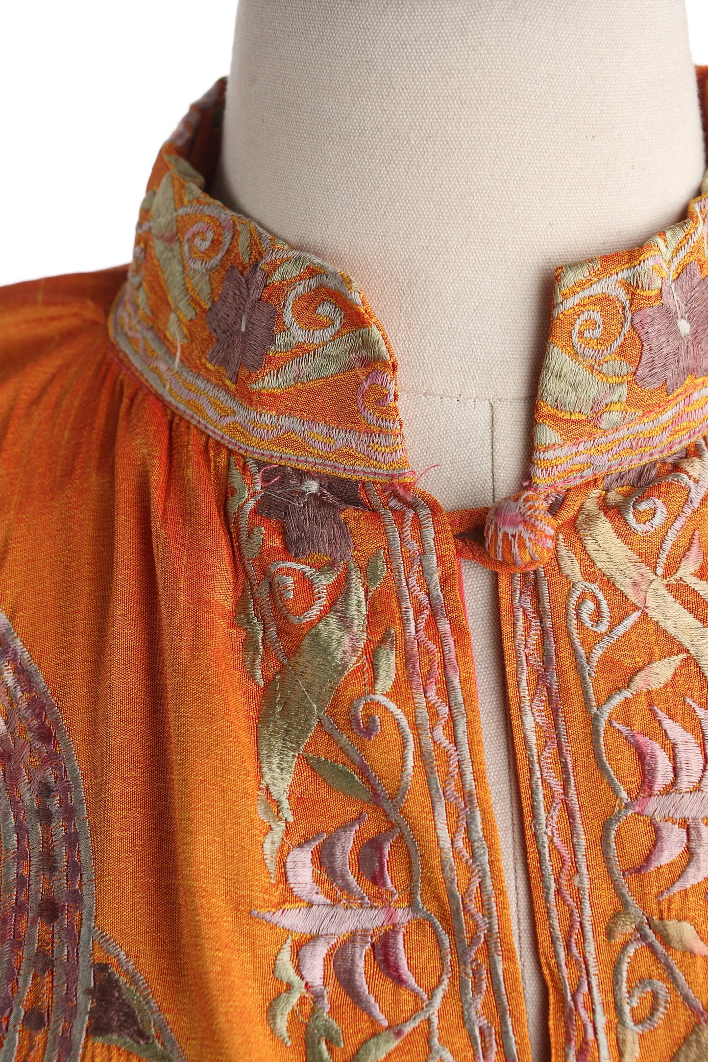Vintage Women's Embroidered Tunic Dress Boho Ethnic Orange - Estimated Era 1970's - 1980's