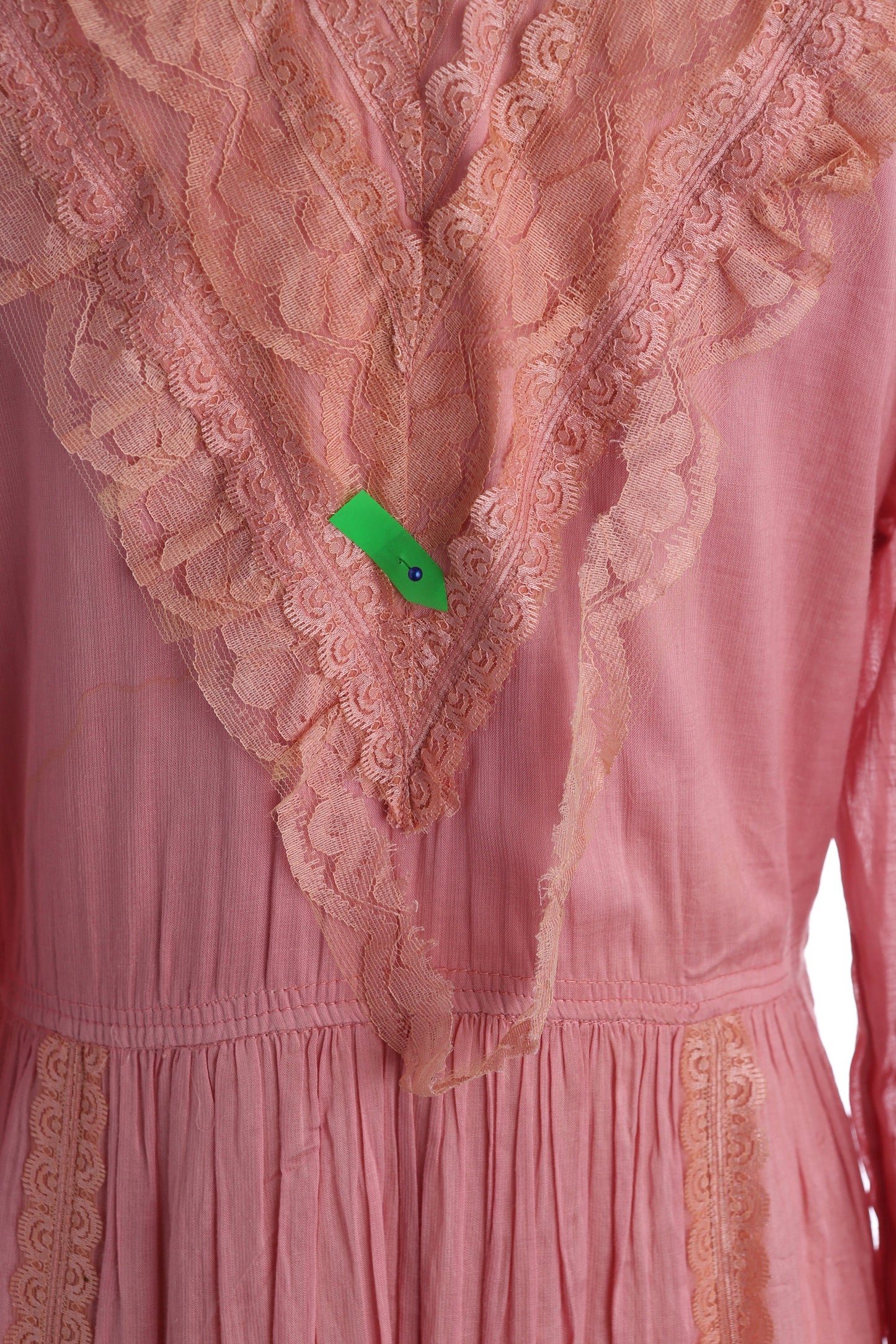 Vintage Women's Pink Lace Bohemain Dress by Interlinks Made in India Vintage Size Large