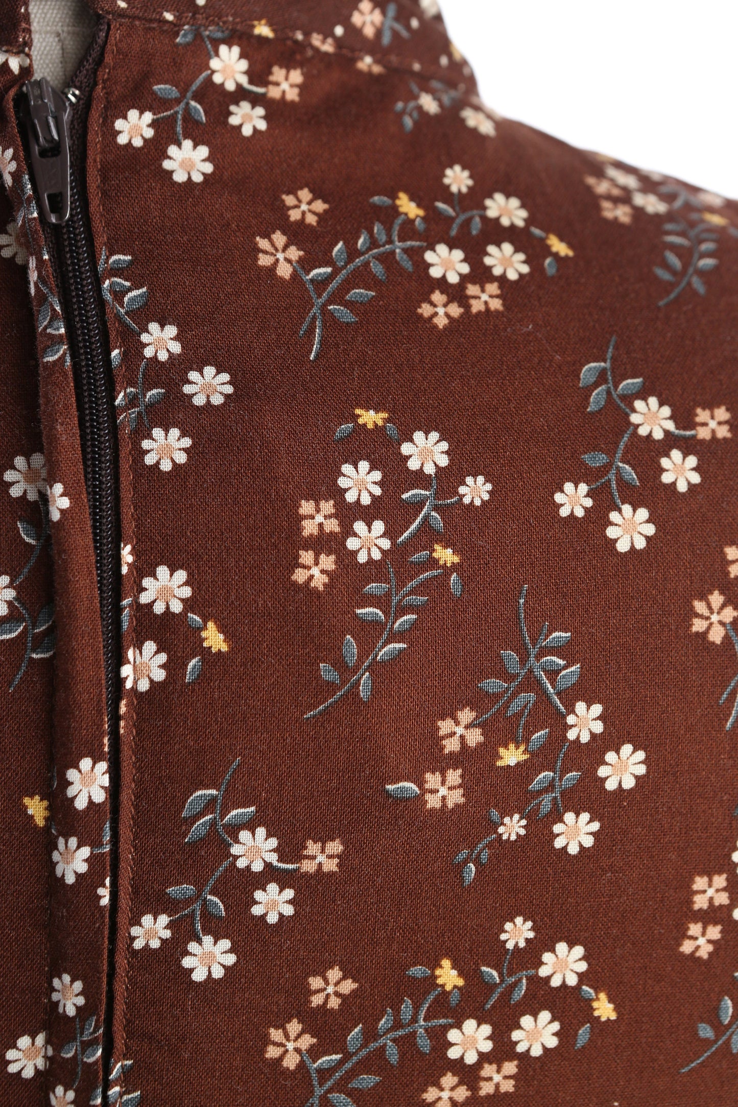 Vintage Gunne Sax Floral Print Brown Blouson Dress Long Sleeve Estimated Era 1970's - 1980's