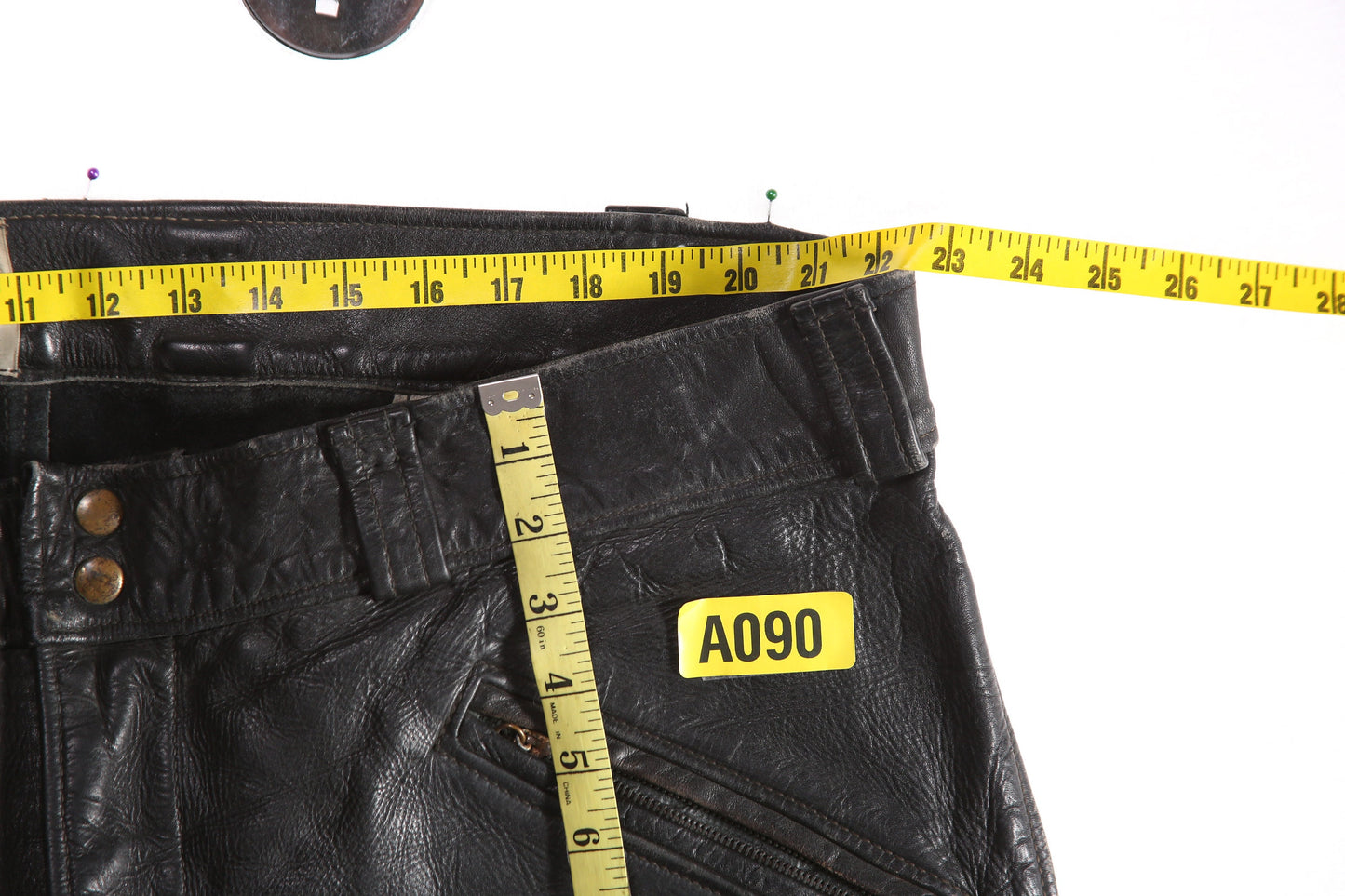 Vintage Black Leather Biker Leather Pants - Estimated Era 1960's - 1970's