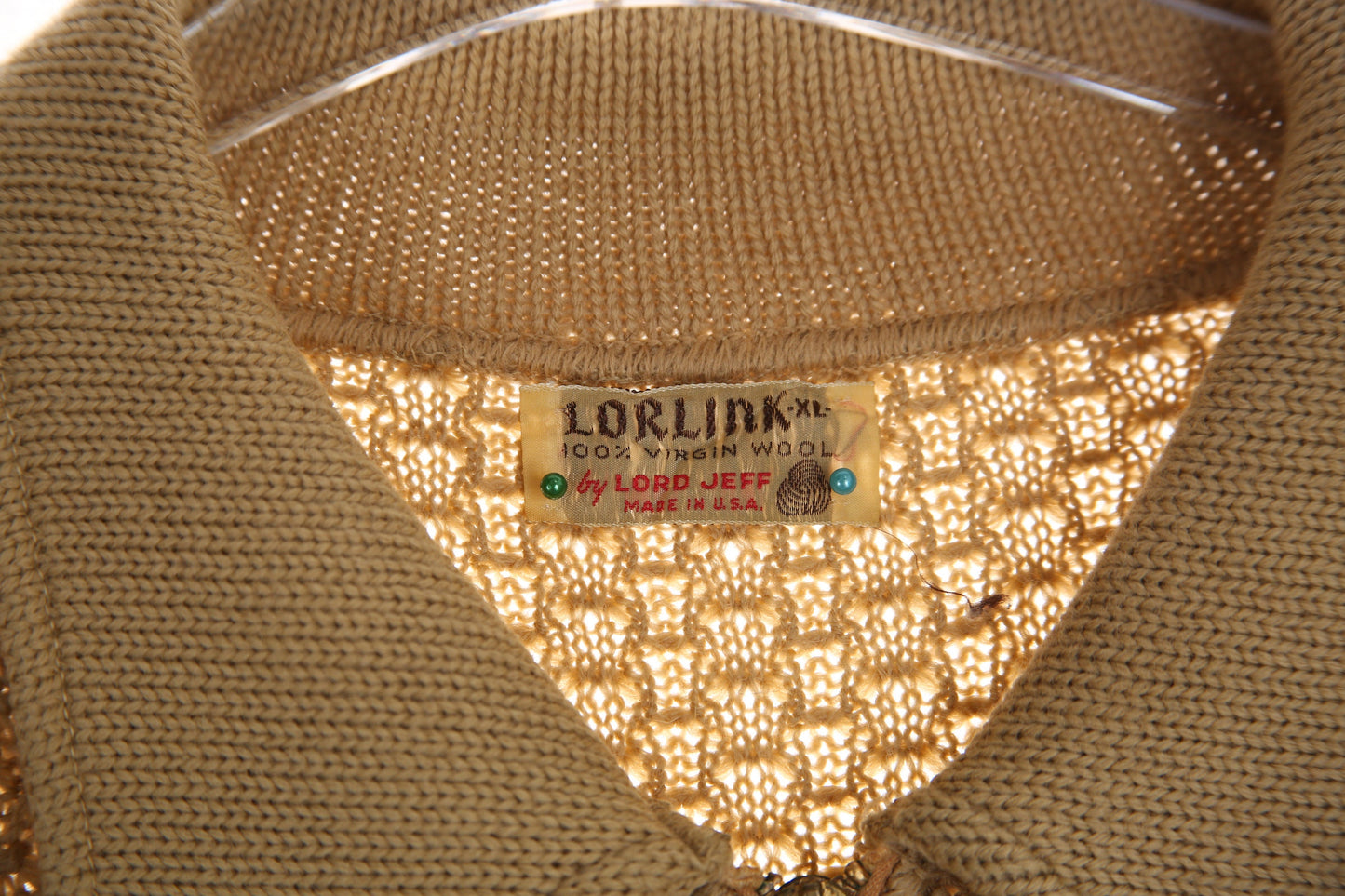 1960's Men Beige Long Sleeve Pullover Mod Sweater/Shirt by Lord Jeff - Half Chest Zipper Closure