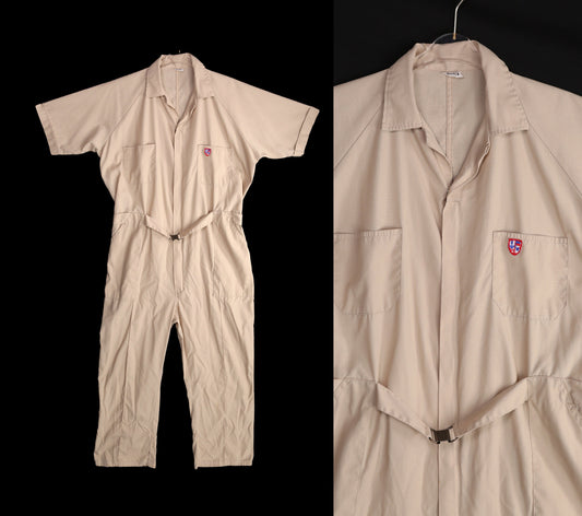 1970's Men Biege Coveralls - Jumpsuit