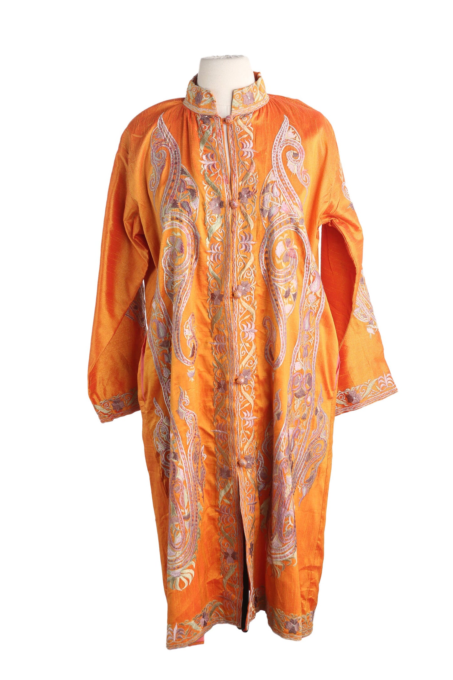 Vintage Women's Embroidered Tunic Dress Boho Ethnic Orange - Estimated Era 1970's - 1980's