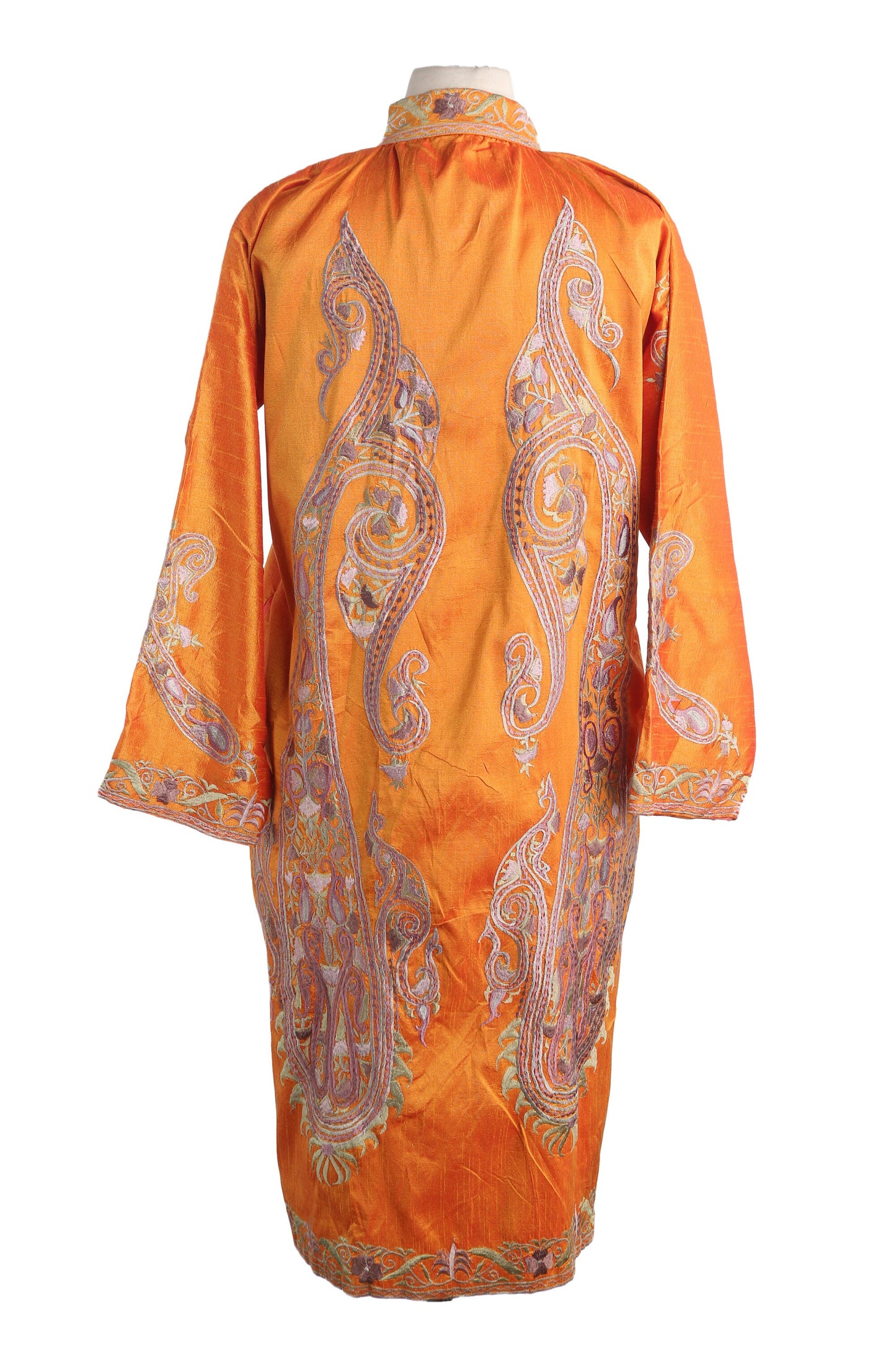 Vintage Women's Embroidered Tunic Dress Boho Ethnic Orange - Estimated Era 1970's - 1980's