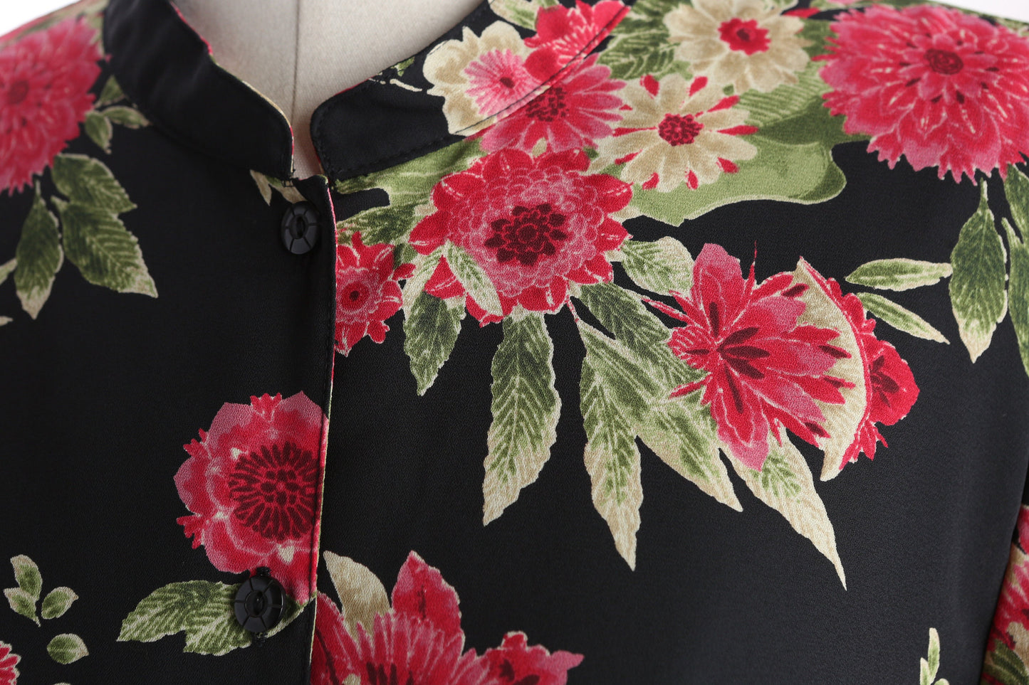 Y2K Women Black Floral Print Button Casual Summer Dress by Emma Jones