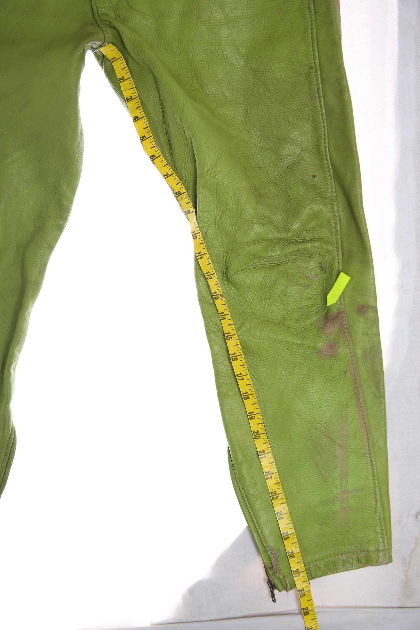 Vintage Bates Green Leather Pants - Estimated Era 1960's - 1970's