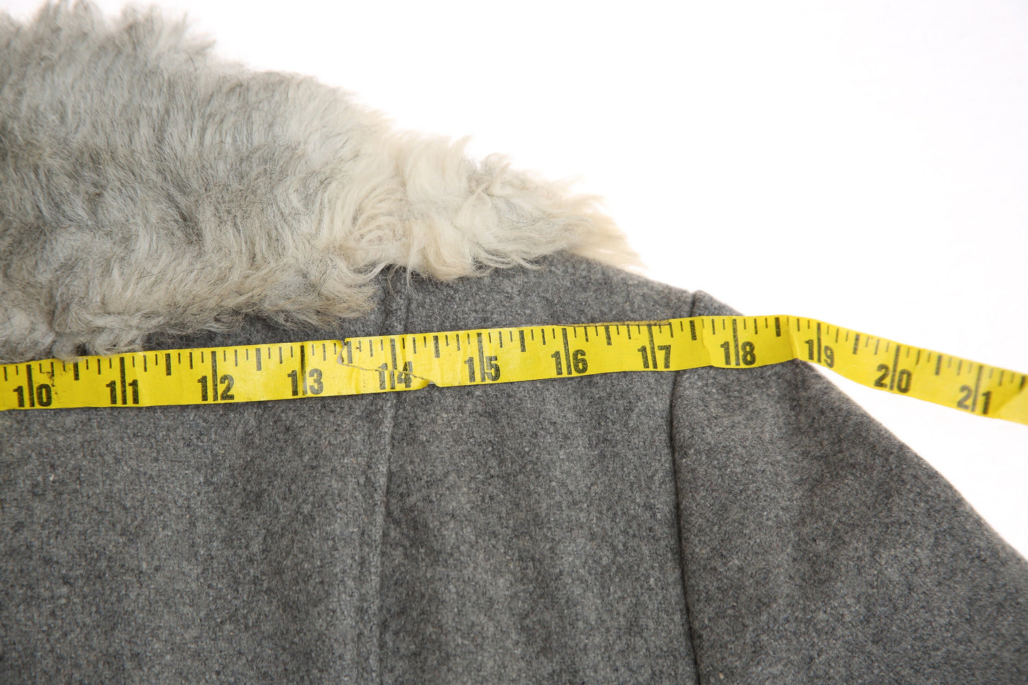 Vintage Women's Gray Winter Coat with White Faux Fur Collar - Estimated Era 1960's - 1970's