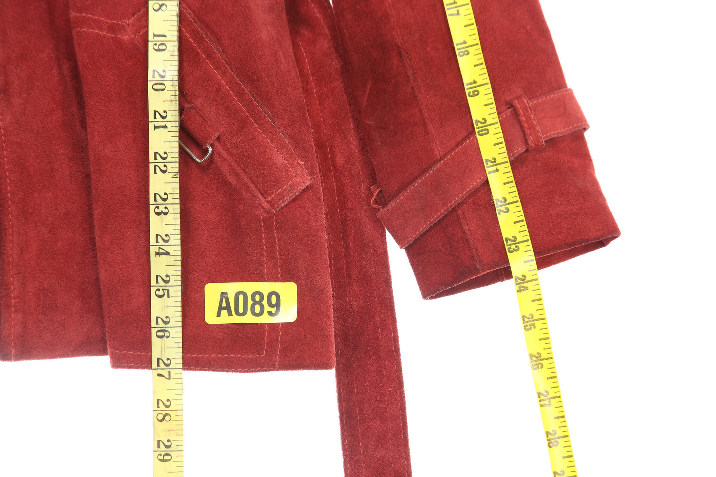 Vintage Women Suede Jacket with Waist Belt - Estimated Era 1960's - 1970's