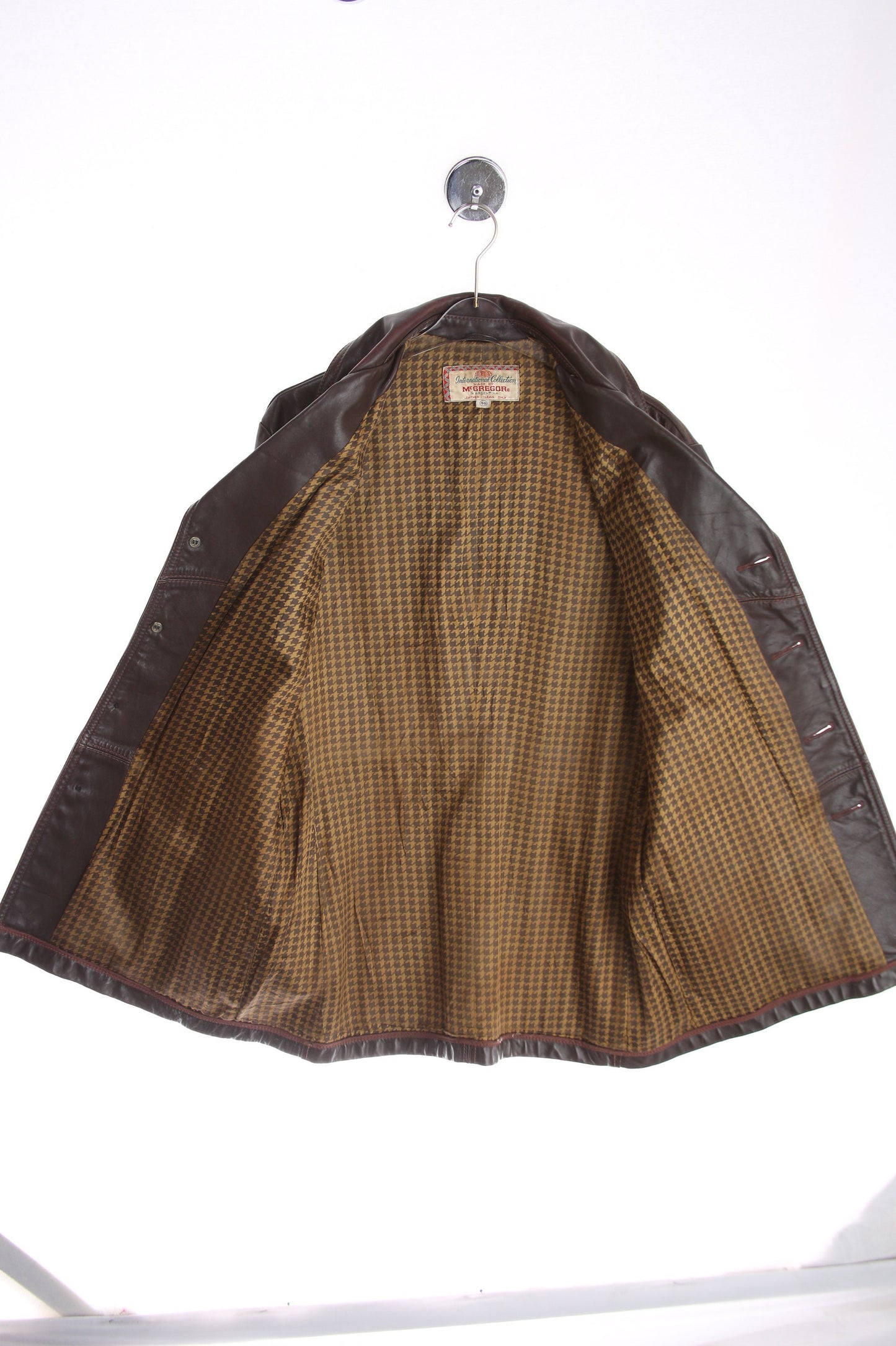 1940s-50s Men's Brown Sport Leather Coat - Made by McGregor in Argentina