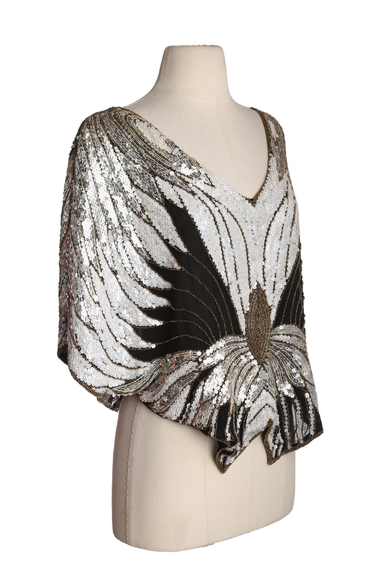 Vintage Women's White Sequin Sleeveless Blouse Sleeveless by SHO MAX New York