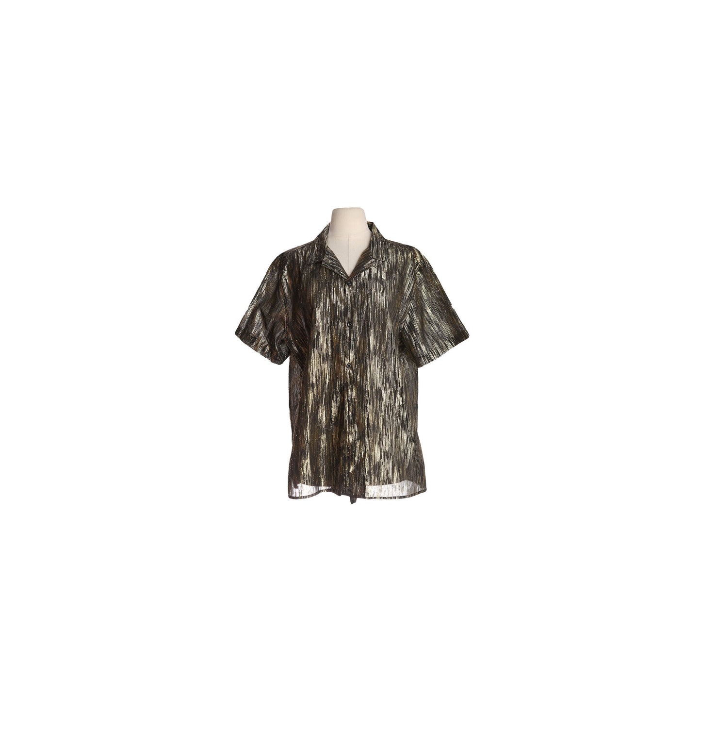 Y2K Men's Golden Metallic Short Sleeve Button Up Shirt