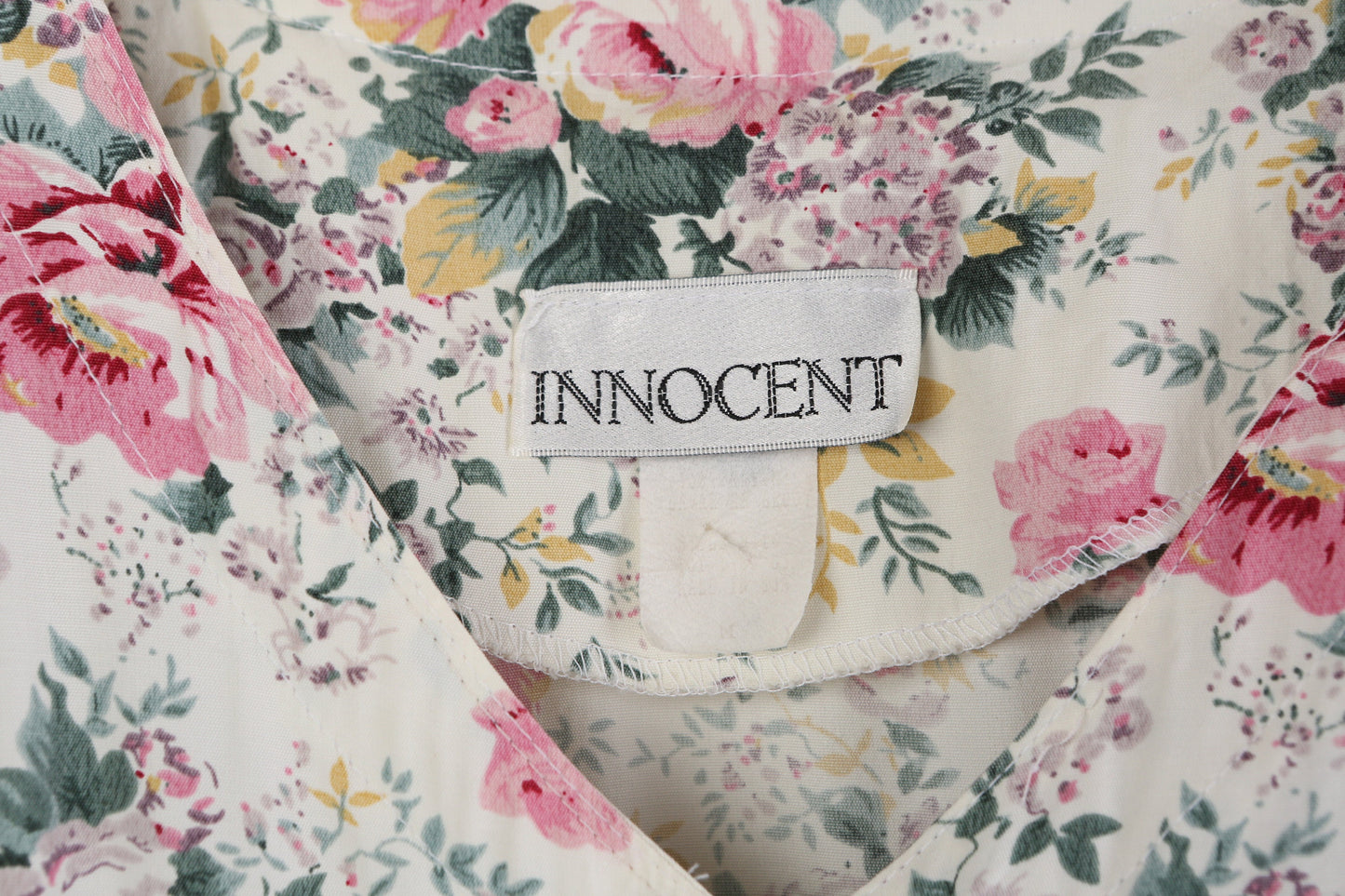 90s Women Floral Print White Rayon Maxi Dress by Innocent