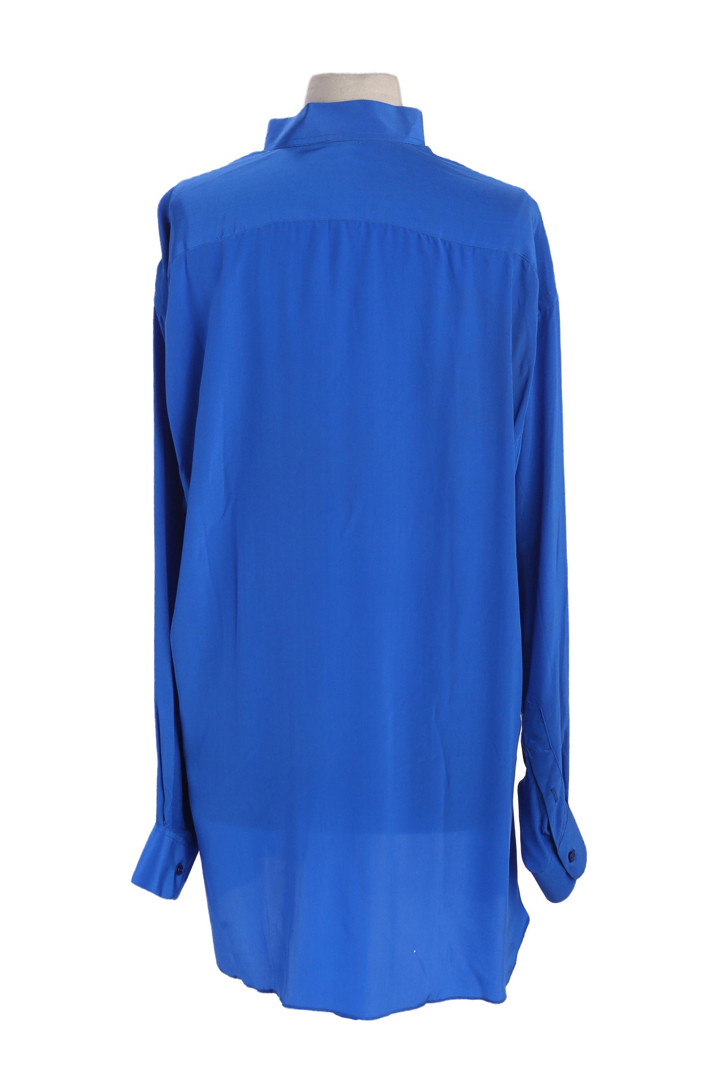 Vintage Men Blue Silk Long Sleeve Shirt