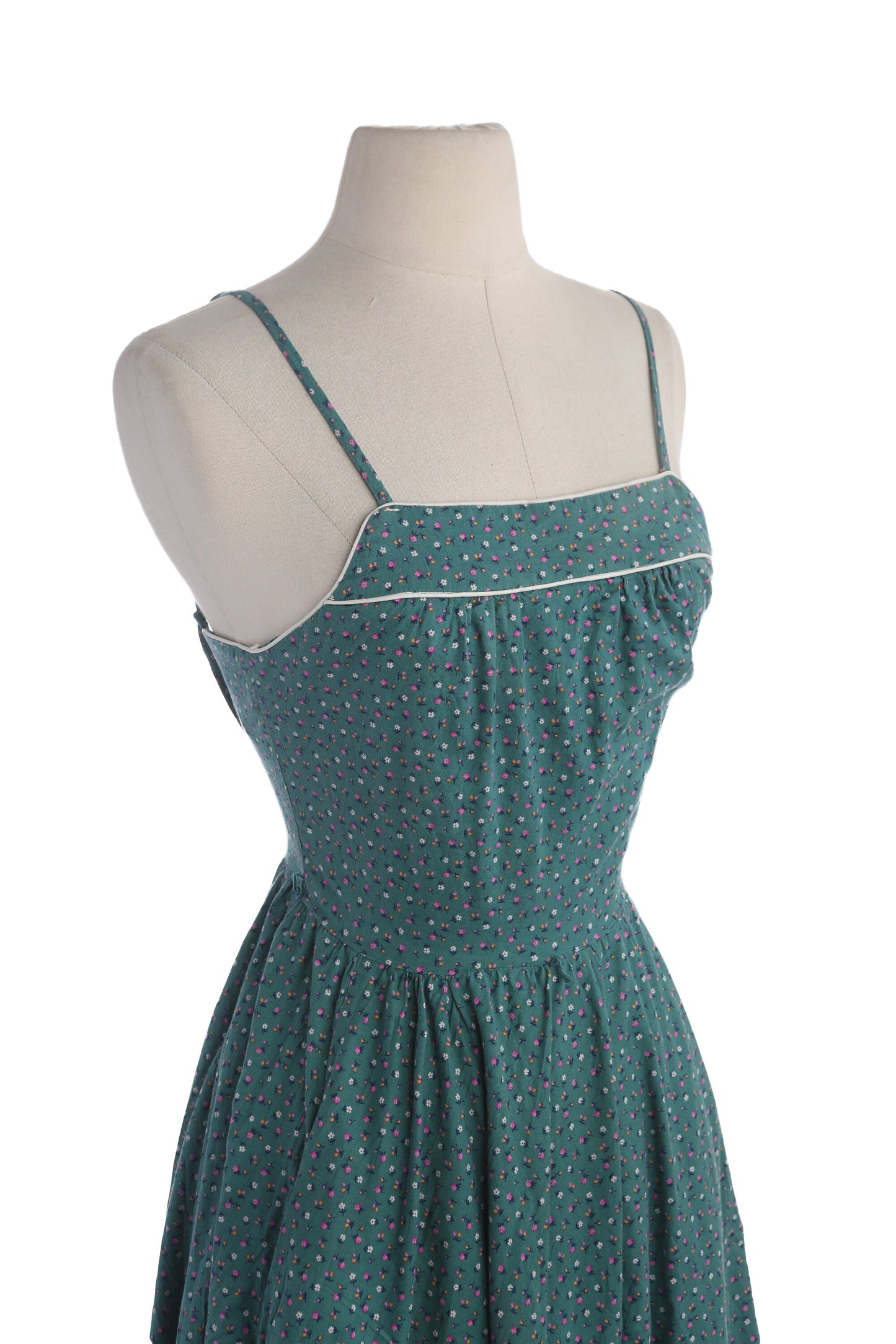 70s Women Flower Print Strap Summer Dress