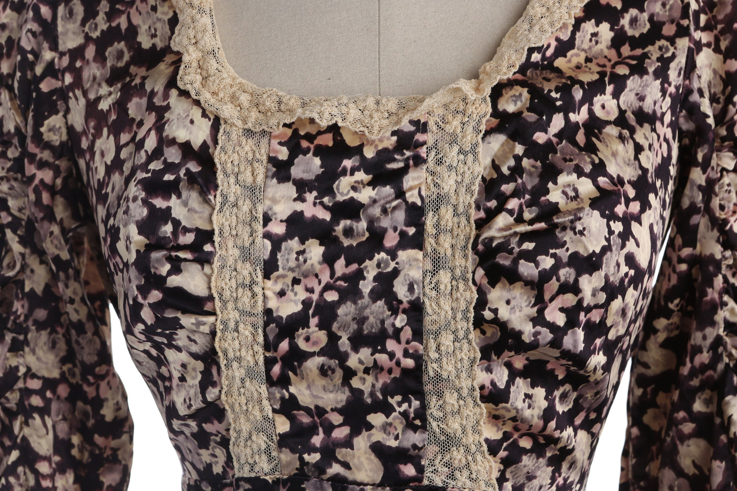 Vintage Brown Floral Print Prairie Dress