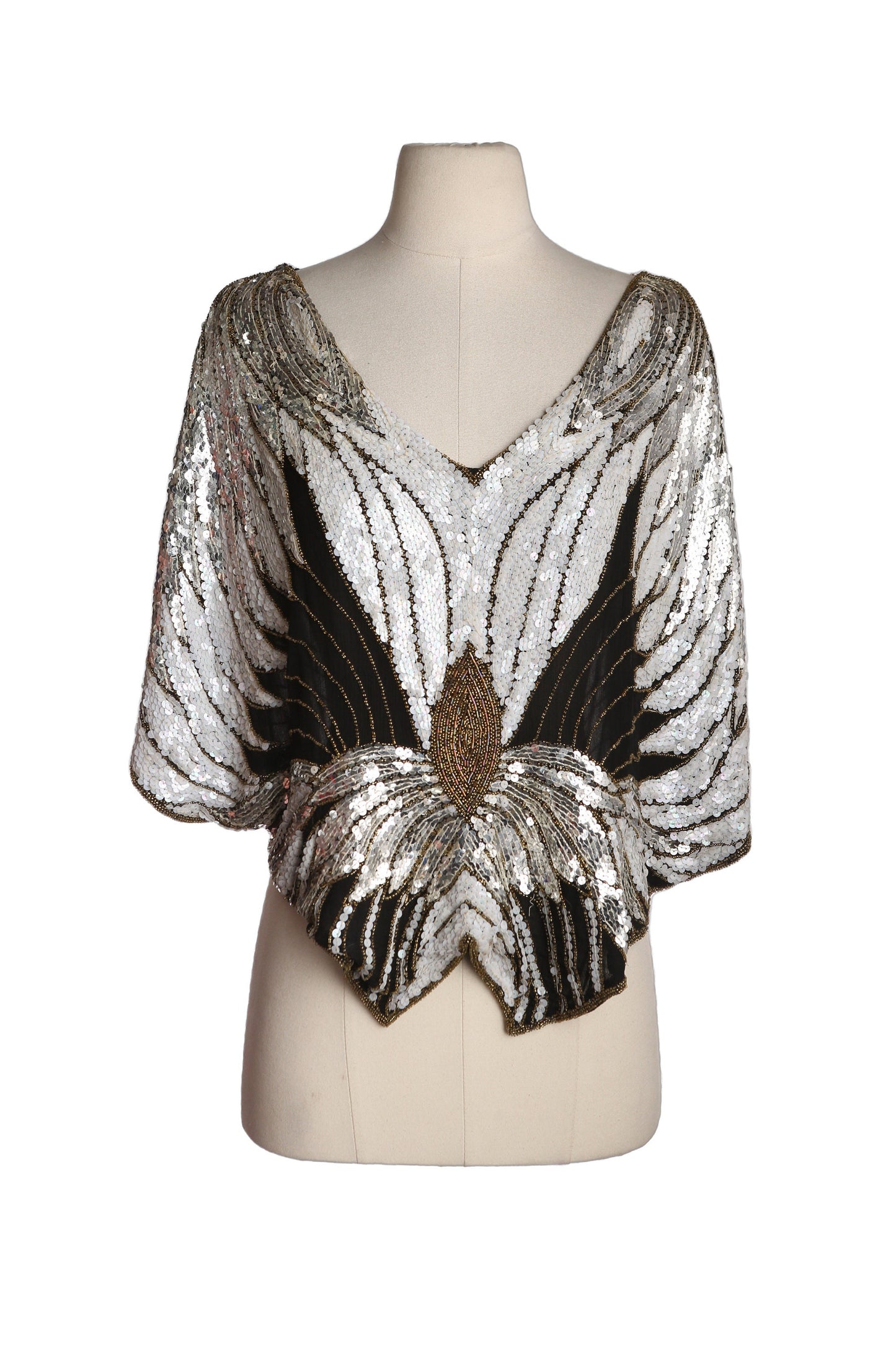Vintage Women's White Sequin Sleeveless Blouse Sleeveless by SHO MAX New York