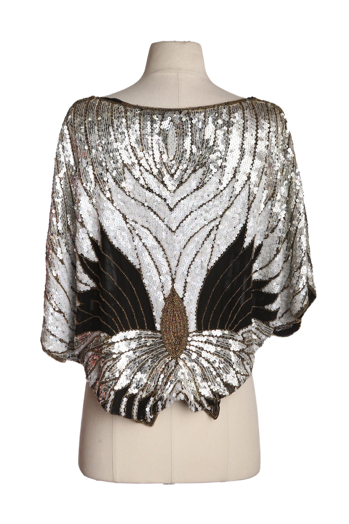 Vintage Women's White Sequin Sleeveless Blouse Sleeveless by SHO MAX New York