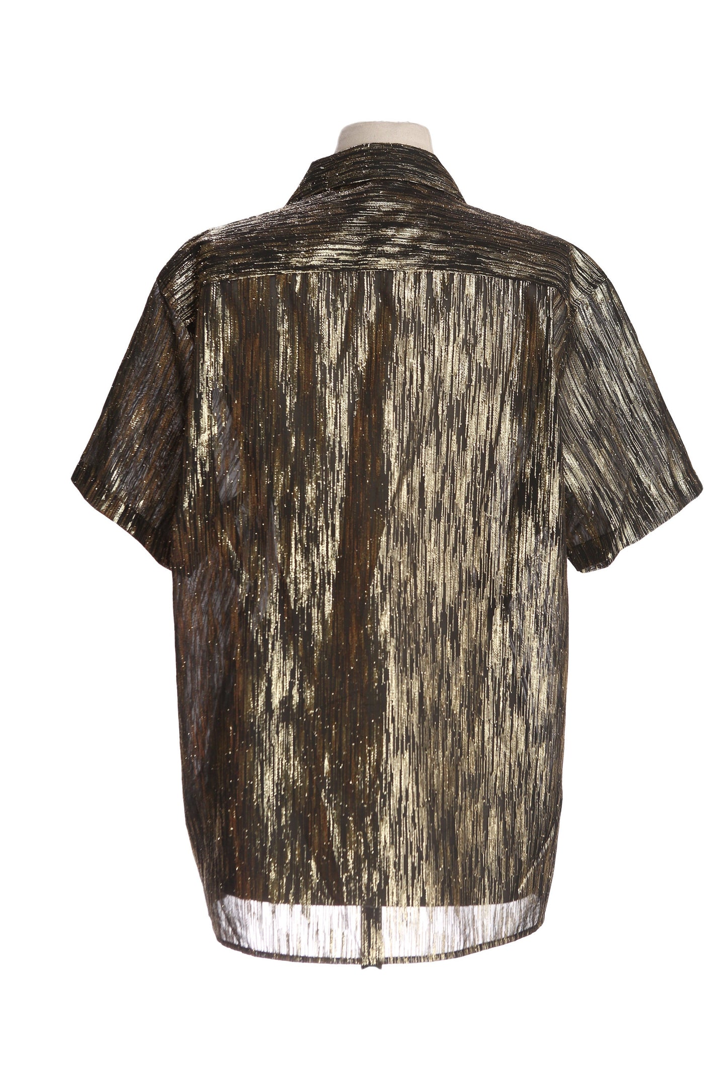 Y2K Men's Golden Metallic Short Sleeve Button Up Shirt