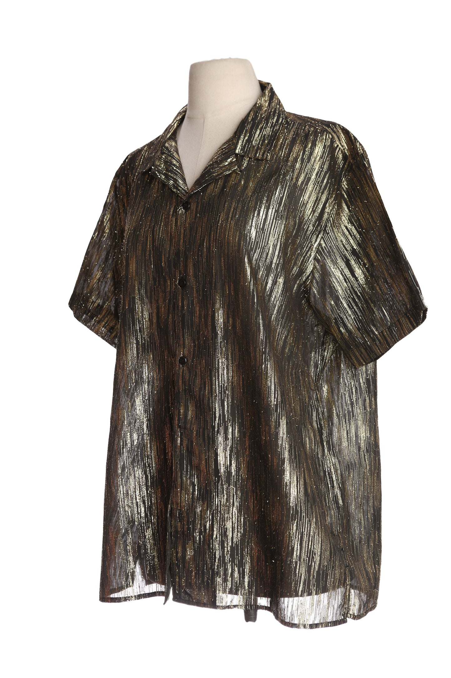 Y2K Men's Golden Metallic Short Sleeve Button Up Shirt