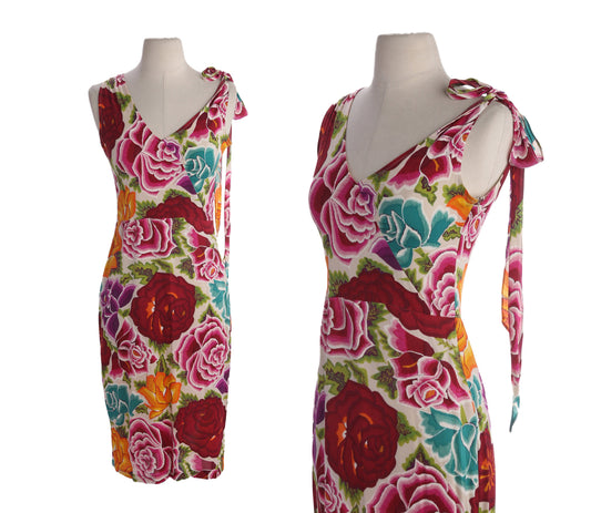 Y2K Women red Floral Print Casual/Summer Dress by Princess Charlotte - USA Size 4