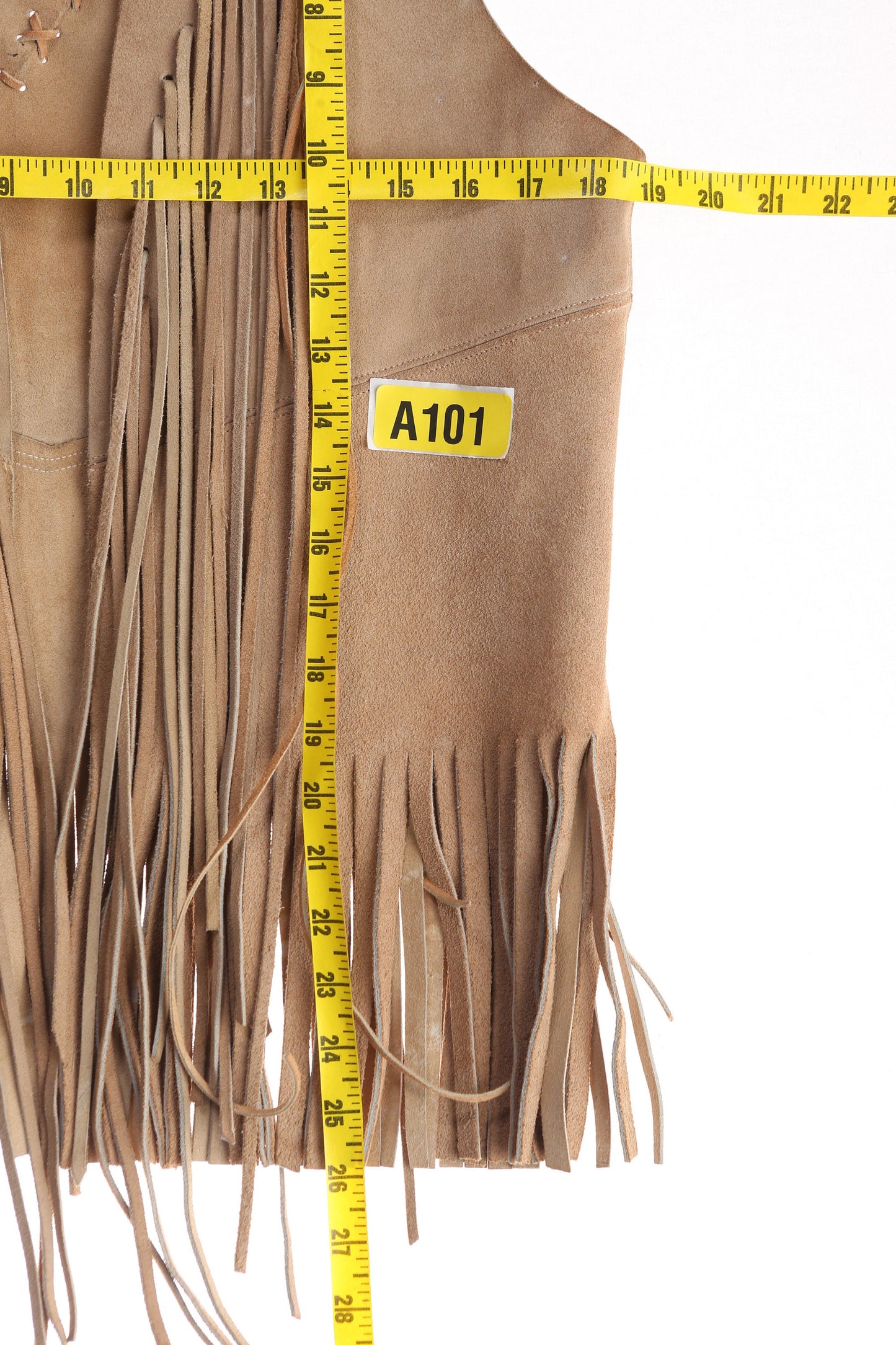 Vintage Men's Beige Suede Fringed Vest