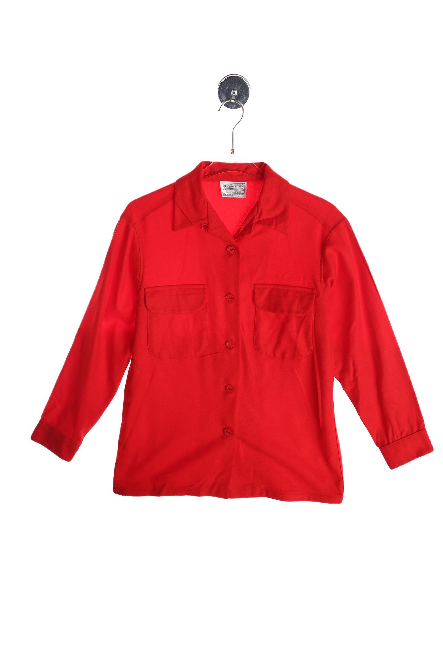 Vintage Women's red Pendleton Blouse - Made in USA - 100% Virgin Wool -