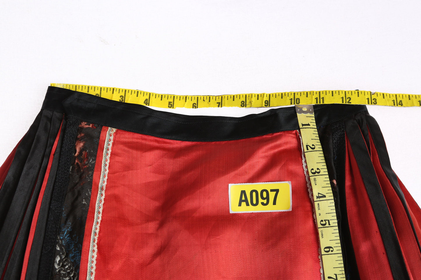 Vintage Chinese Red Skirt with Floral Embroidery