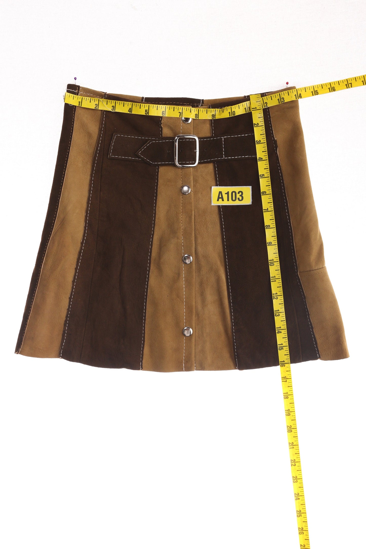 Women Suede Patchwork Multicolor Skirt