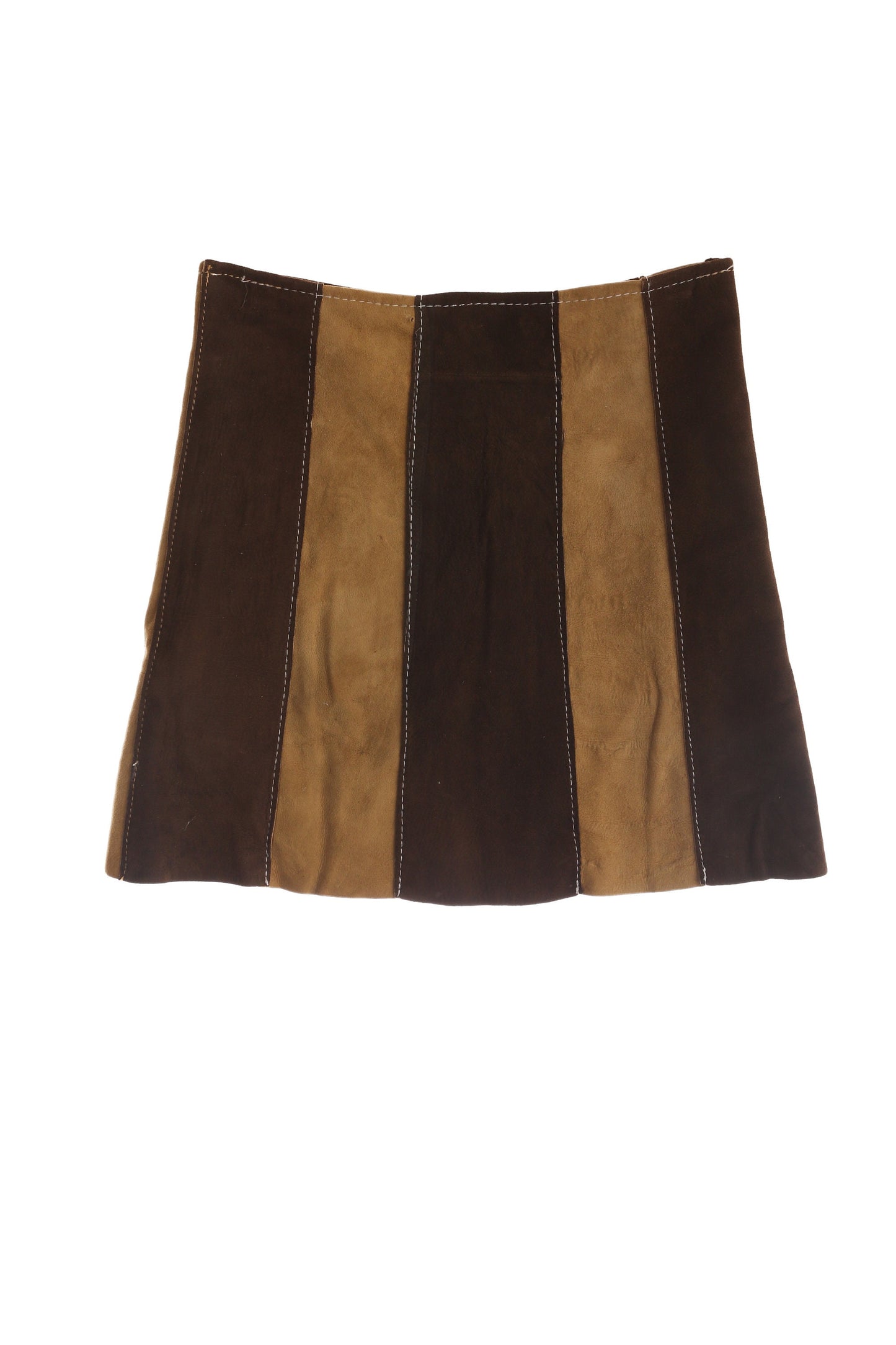 Women Suede Patchwork Multicolor Skirt