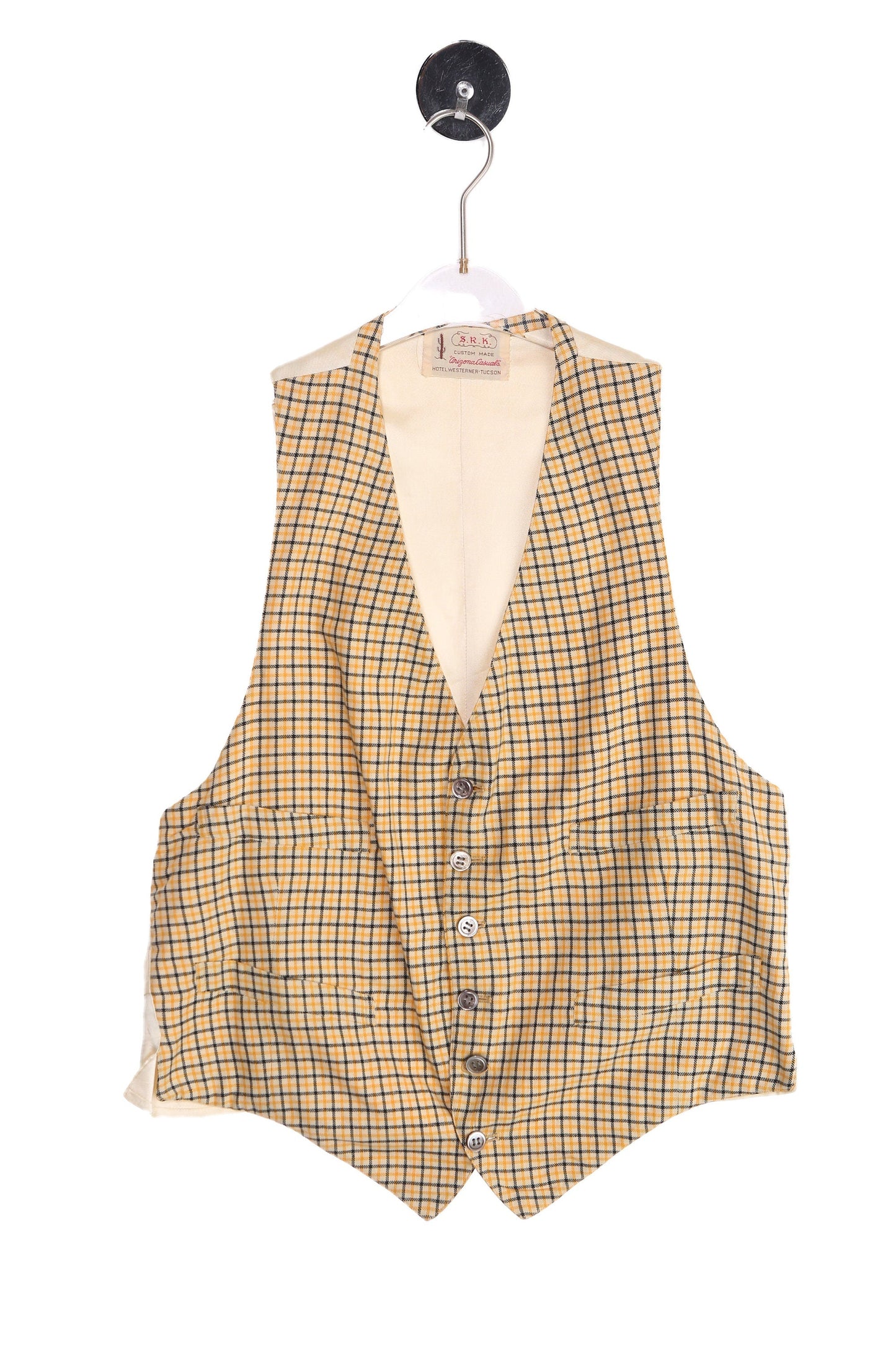 Vintage Plaid Vest / S.R.K. Costume / Made Arizona Casuals / Hotel Western / Tucson / 1950s - 1960s