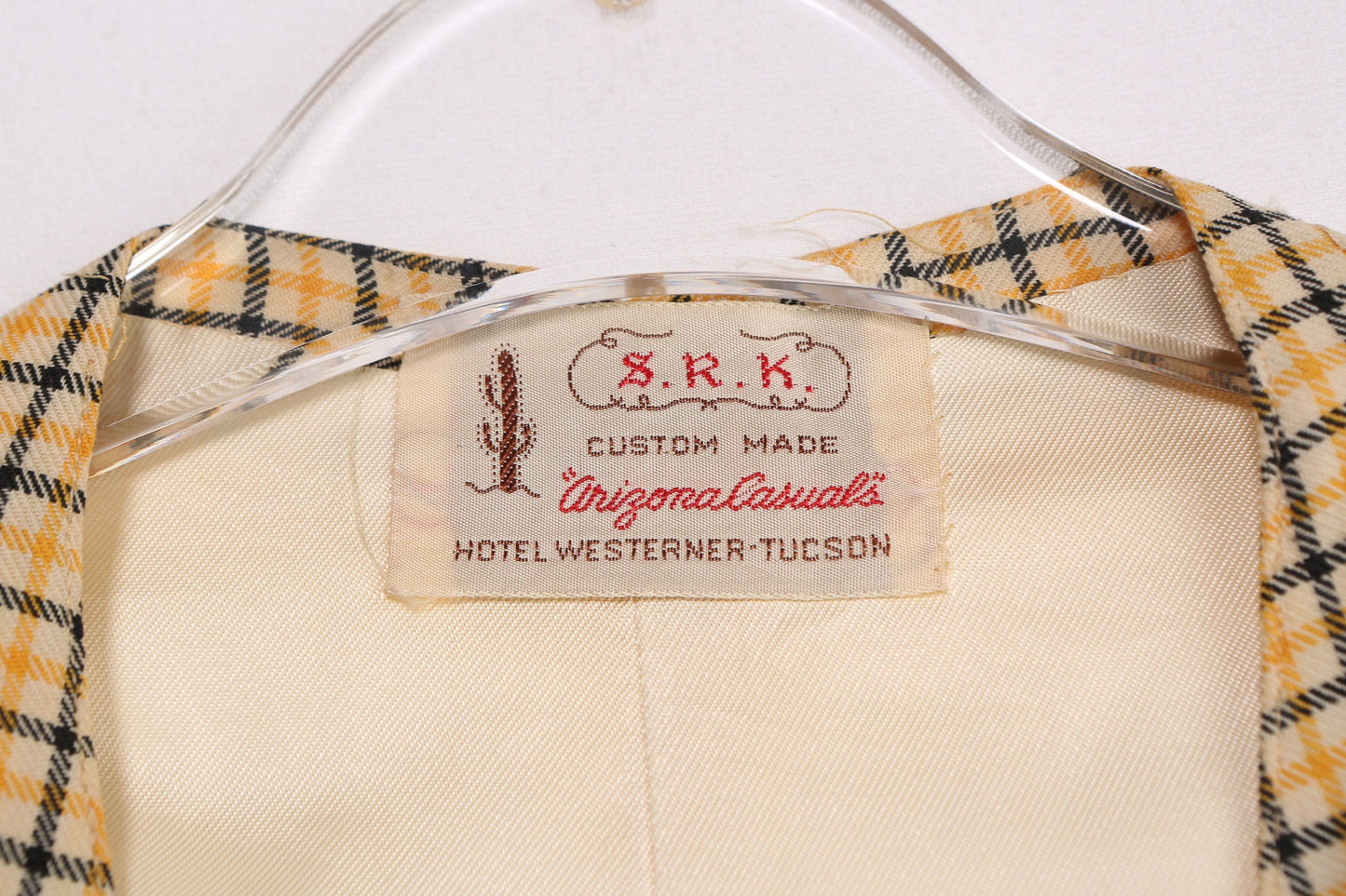 Vintage Plaid Vest / S.R.K. Costume / Made Arizona Casuals / Hotel Western / Tucson / 1950s - 1960s