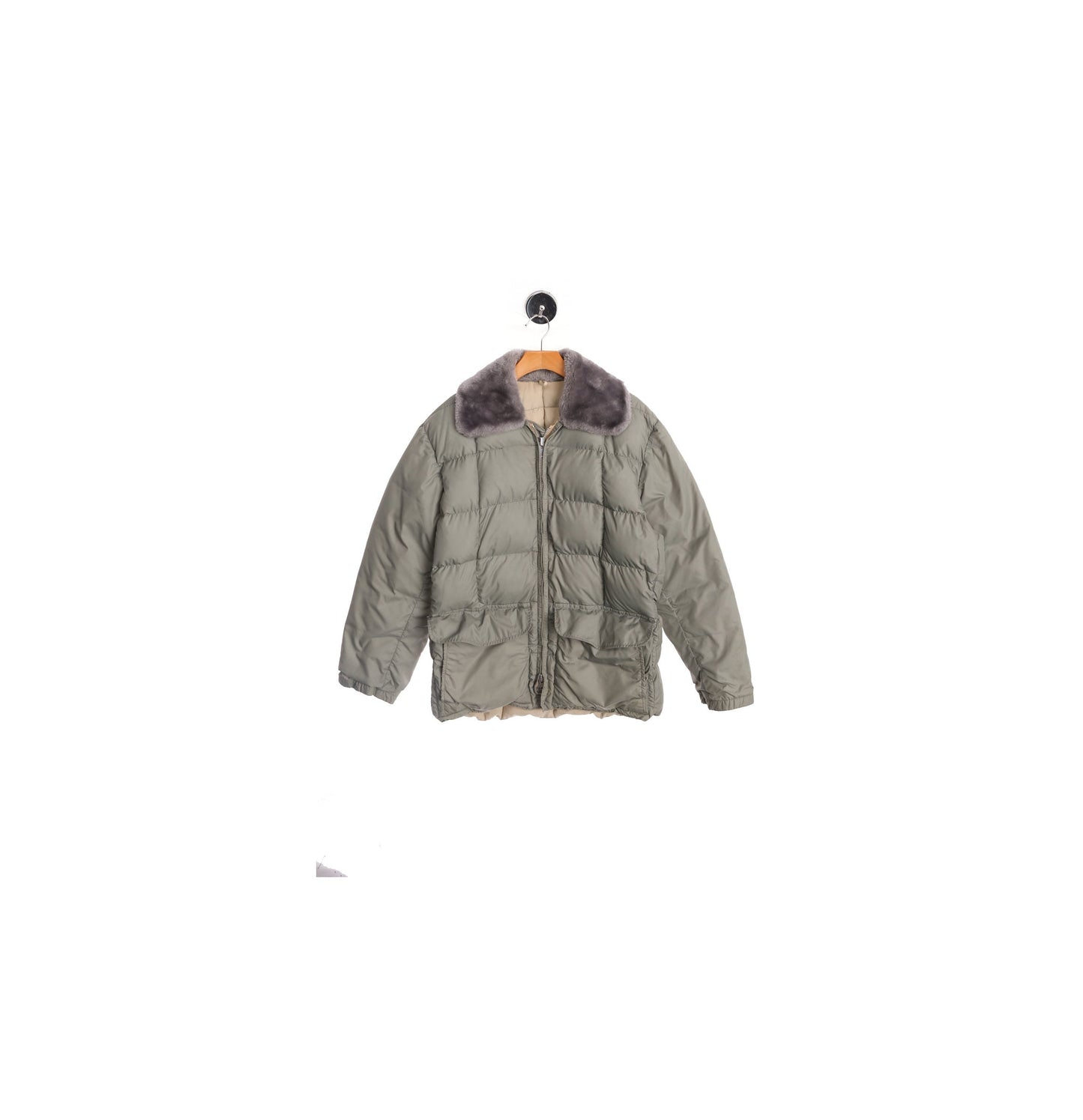 Vintage Men Down Jacket with Shearling Collar