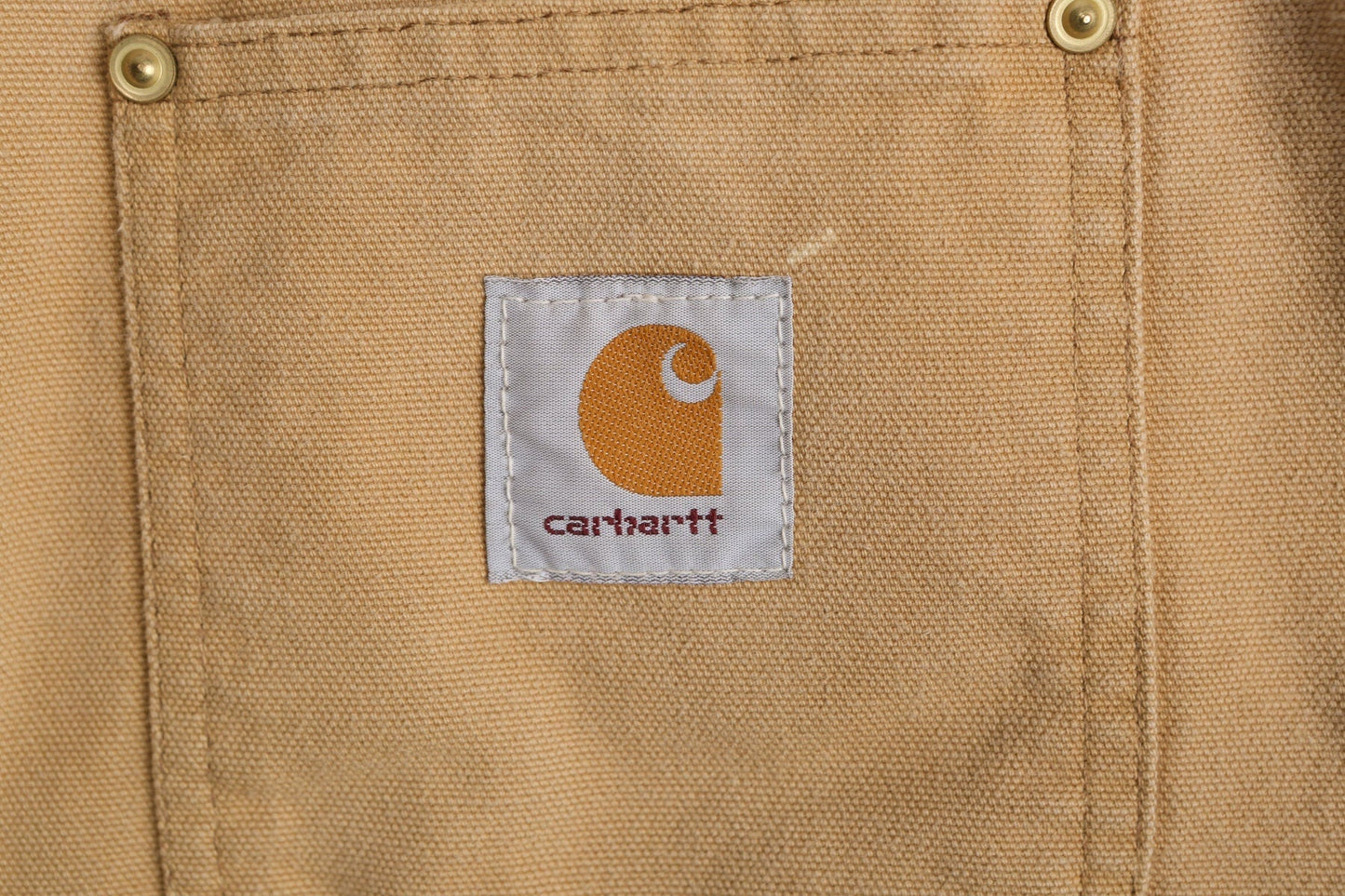 Vintage Carhartt Canvas Coverall Beige Jacket with Four Pockets
