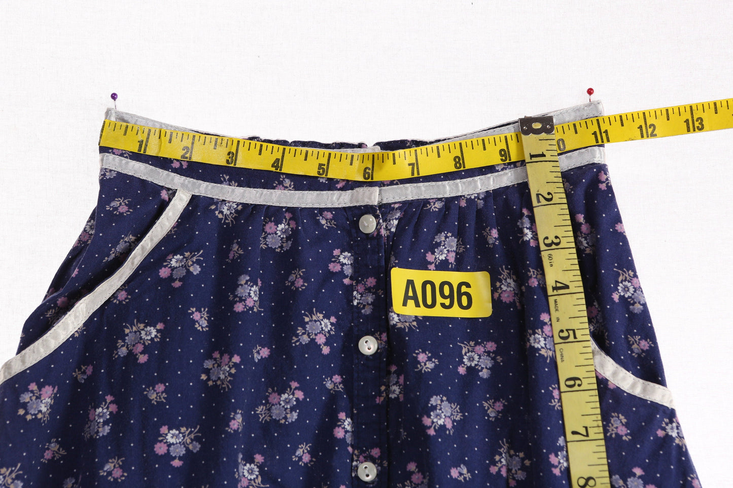 Vintage Gunne Sax Skirt / Prairie / Floral Print / Blue / High Waisted