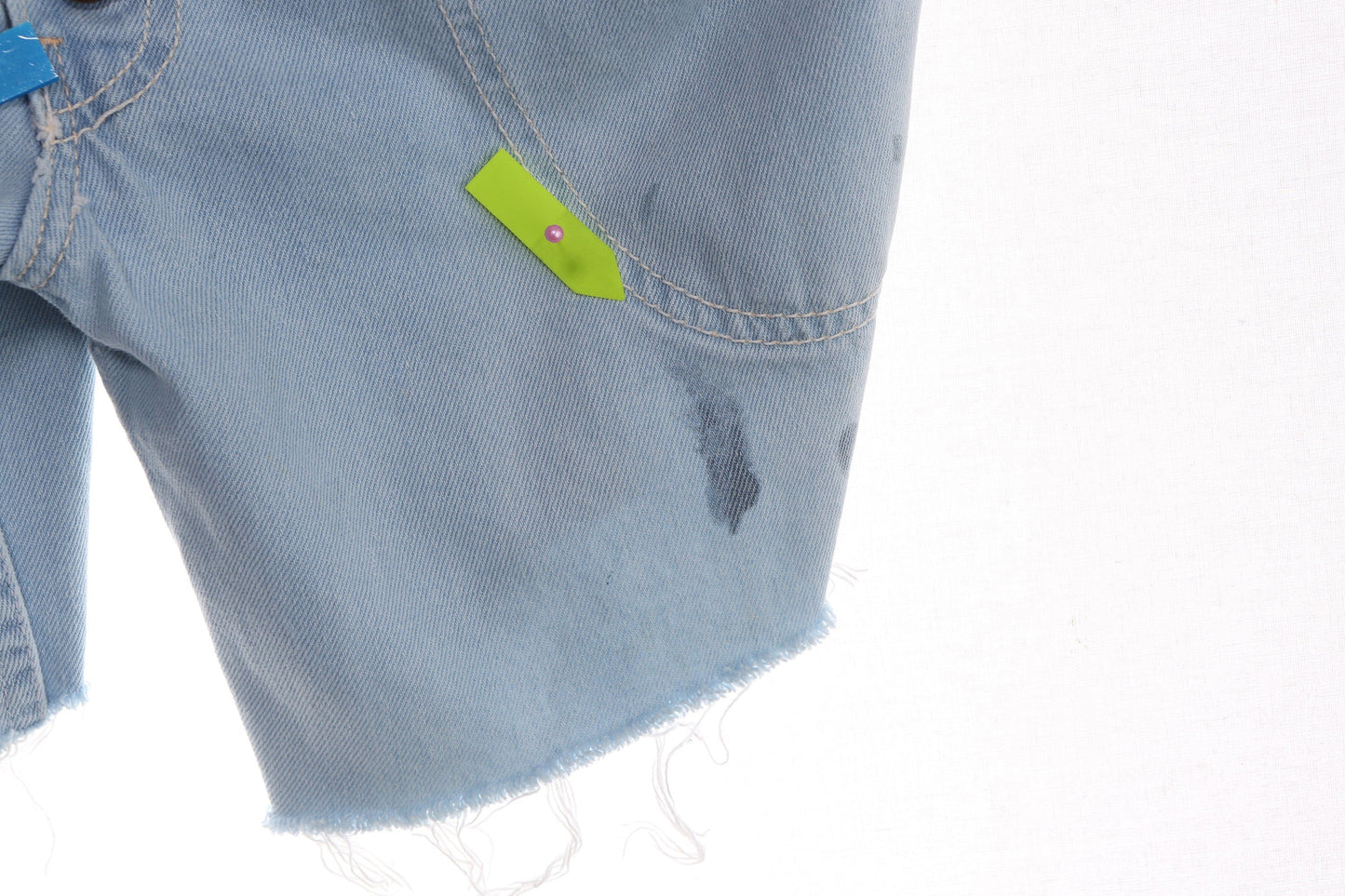 Vintage Women's Blue Hand Ten Denim Overall Shorts