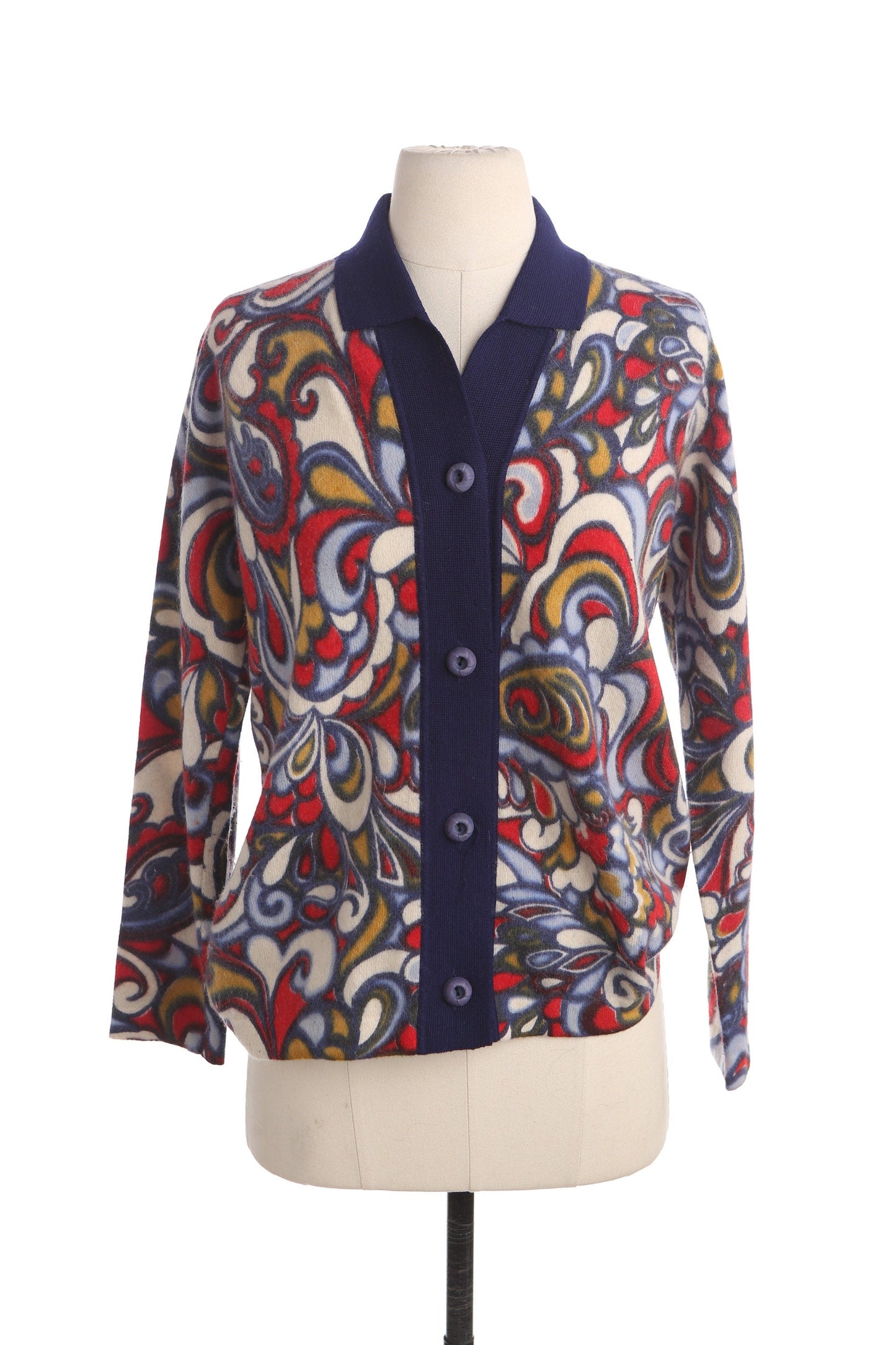 Vintage Women Button Up Cardigan Sweater - Hand Printed - by Diane de Luxe