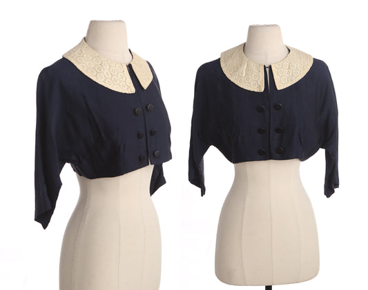50s Women Blue Casual High Waist Short Blouse
