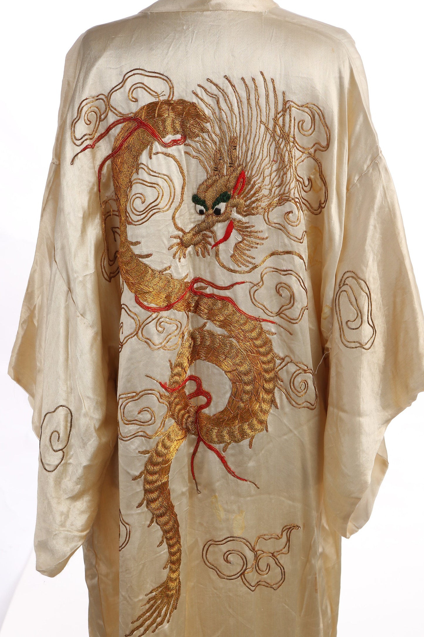 Vintage Robe with Golden Hand Embroidered Dragon