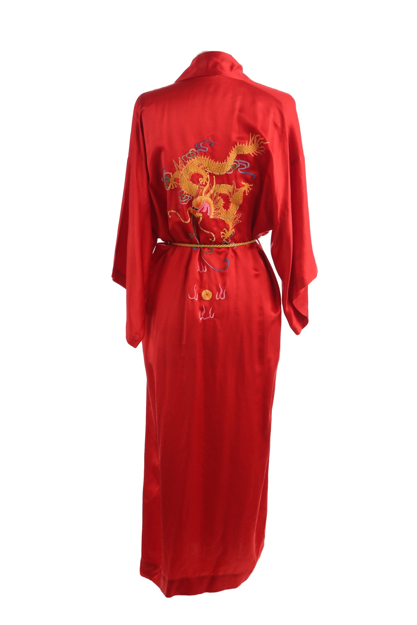Vintage Red Robe with Embroidered Dragons