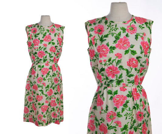 1950s Women Flrala Print Casual Dress