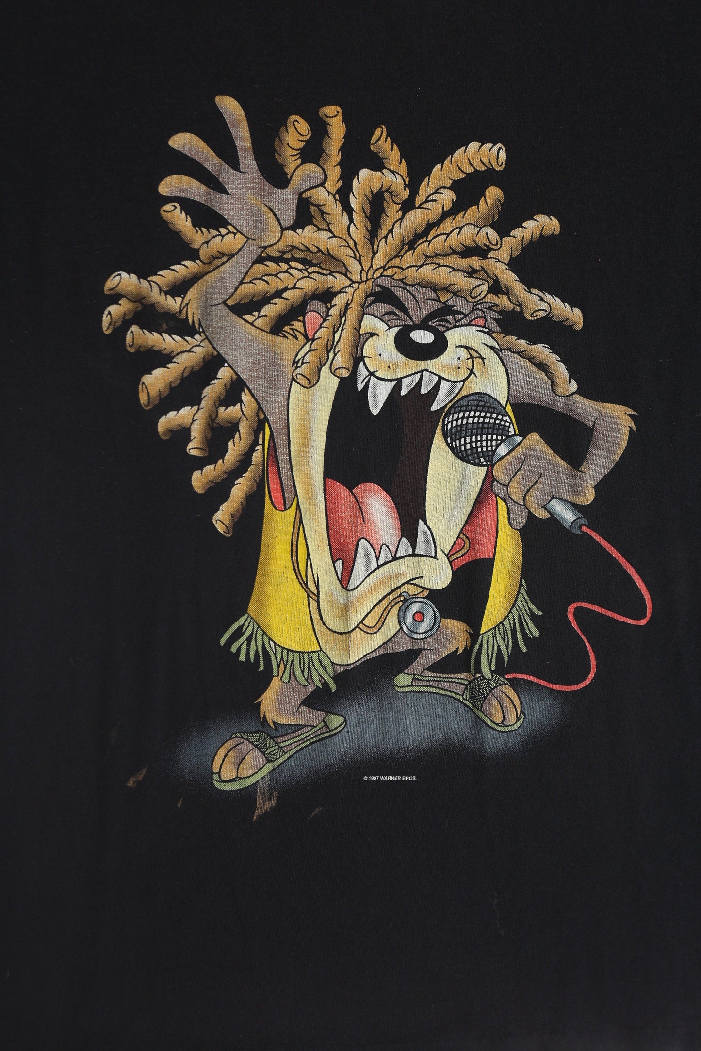 Reggae Taz Cartoon Vintage Black Graphic T-shirt