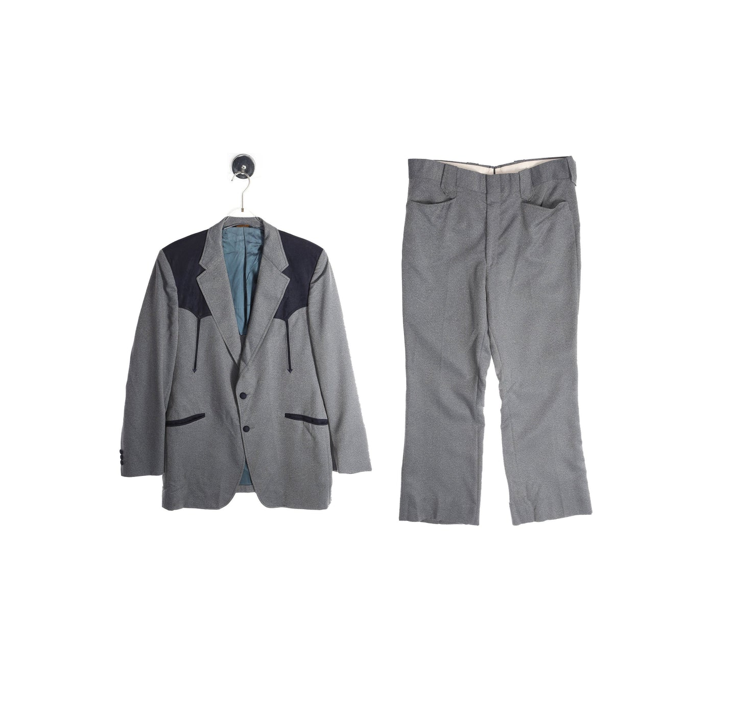 Vintage Western Suit / Black Gray / 1970s - 1980s