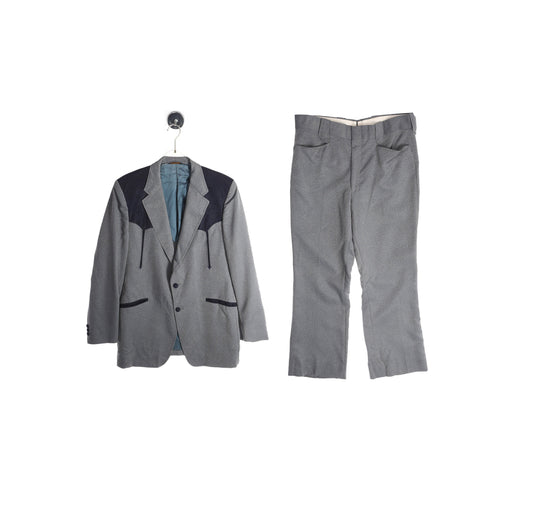 Vintage Western Suit / Black Gray / 1970s - 1980s