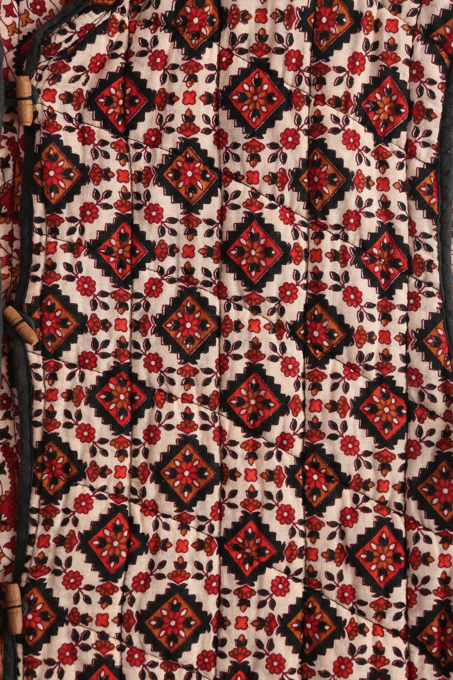 Vintage Women Block Floral Print Boho Vest - Est Era 70's - 80's